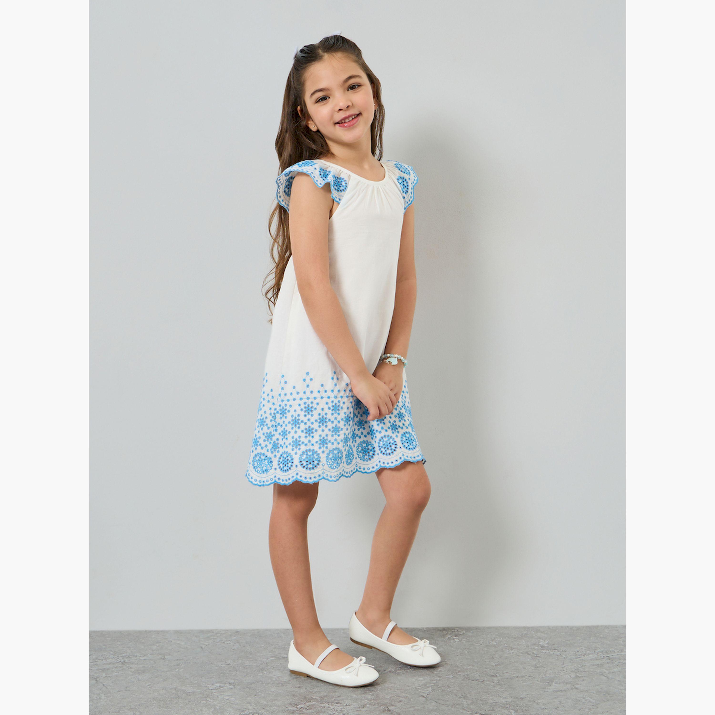 فستان كاجوال بتفاصيل حافة شيفلي للبنات-girls-clothing-dressesandjumpsuits-image-2