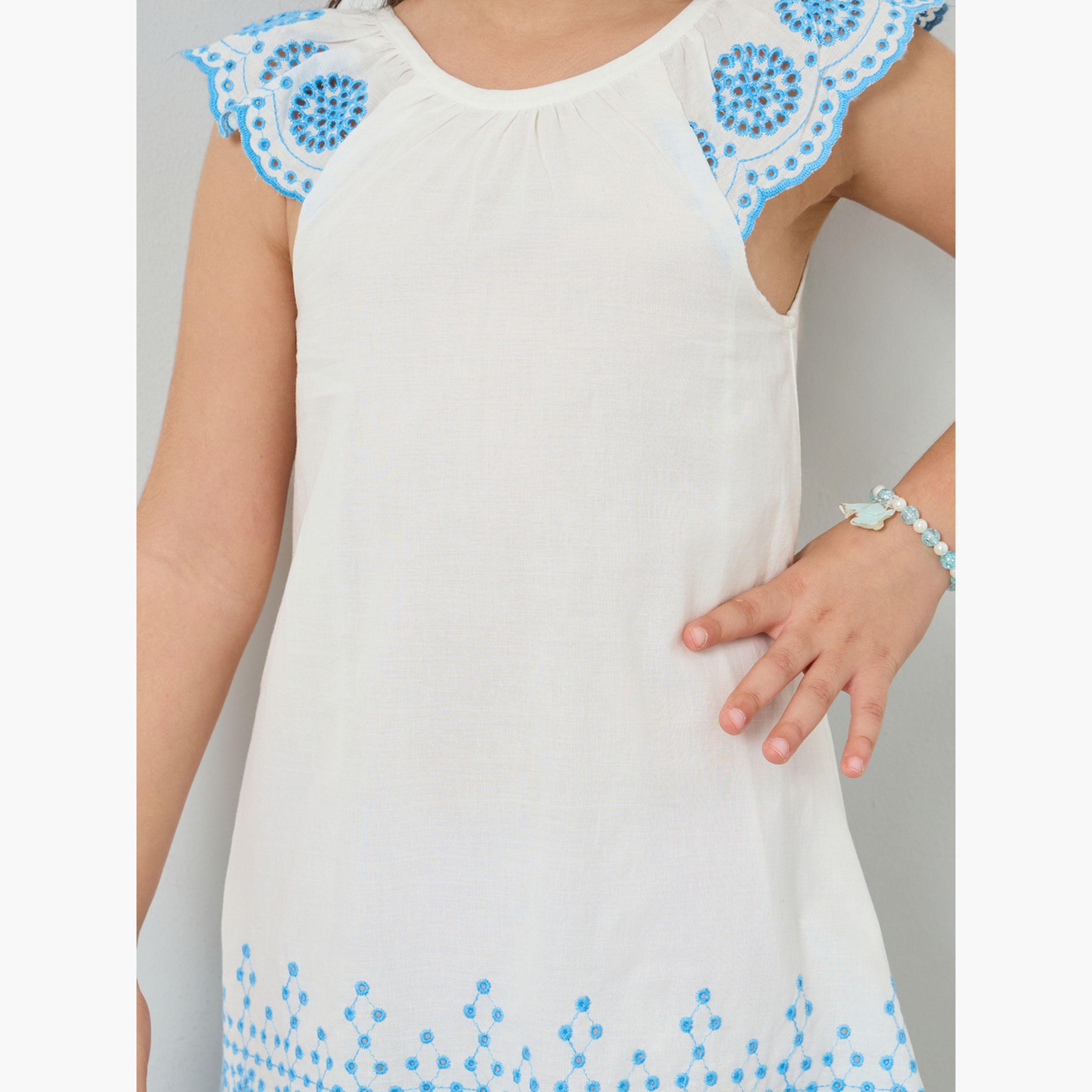 فستان كاجوال بتفاصيل حافة شيفلي للبنات-girls-clothing-dressesandjumpsuits-image-4