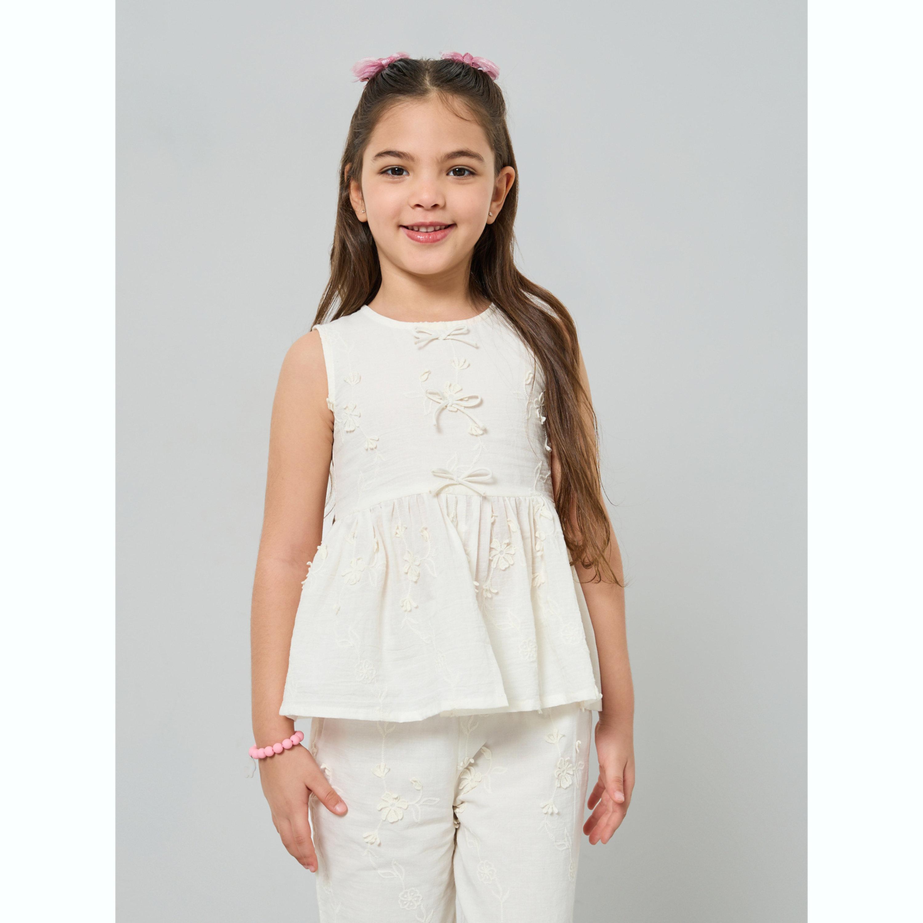 مجموعة للبنات من بنطال وبلوزة بلا أكمام مطرزة-girls-clothing-setsandcoords-image-3