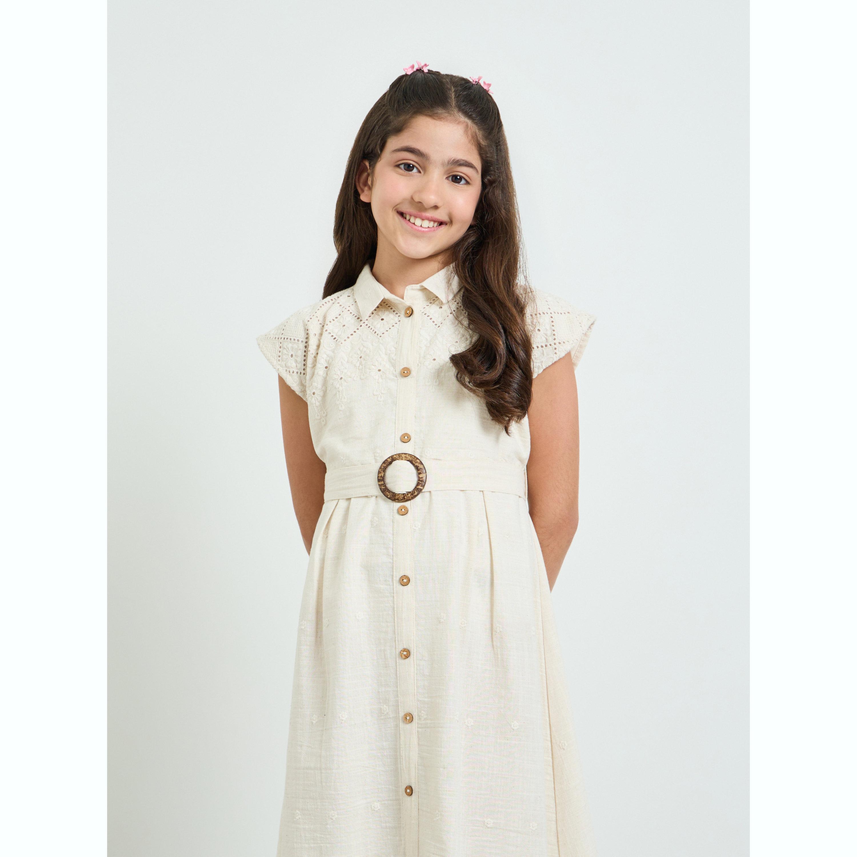 فستان قميص بحزام وتفاصيل مُطرّزة للمراهقات-girls-clothing-dressesandjumpsuits-image-2