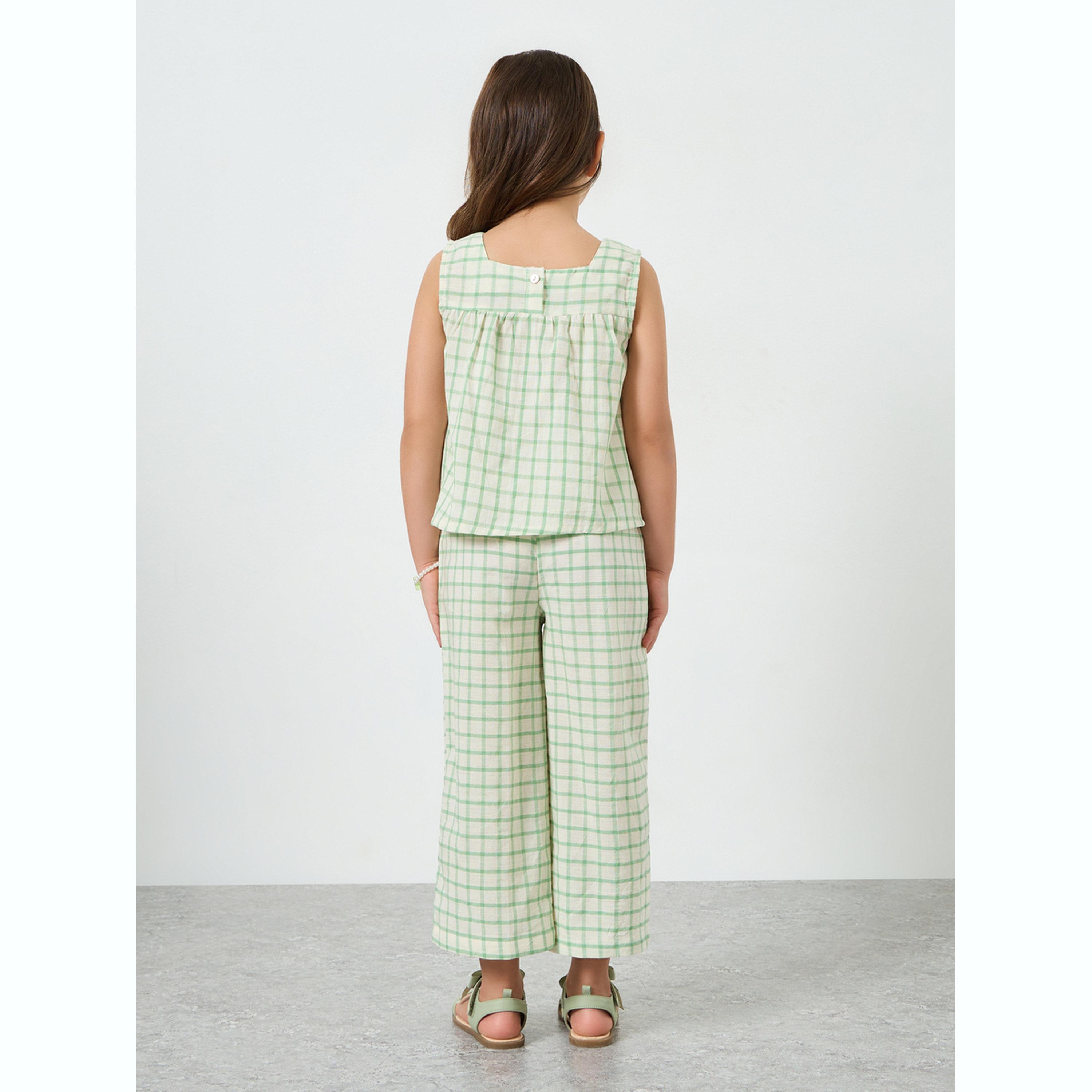 Styli Girls Green Checkered Top and Pants Set-girls-clothing-setsandcoords-image-3
