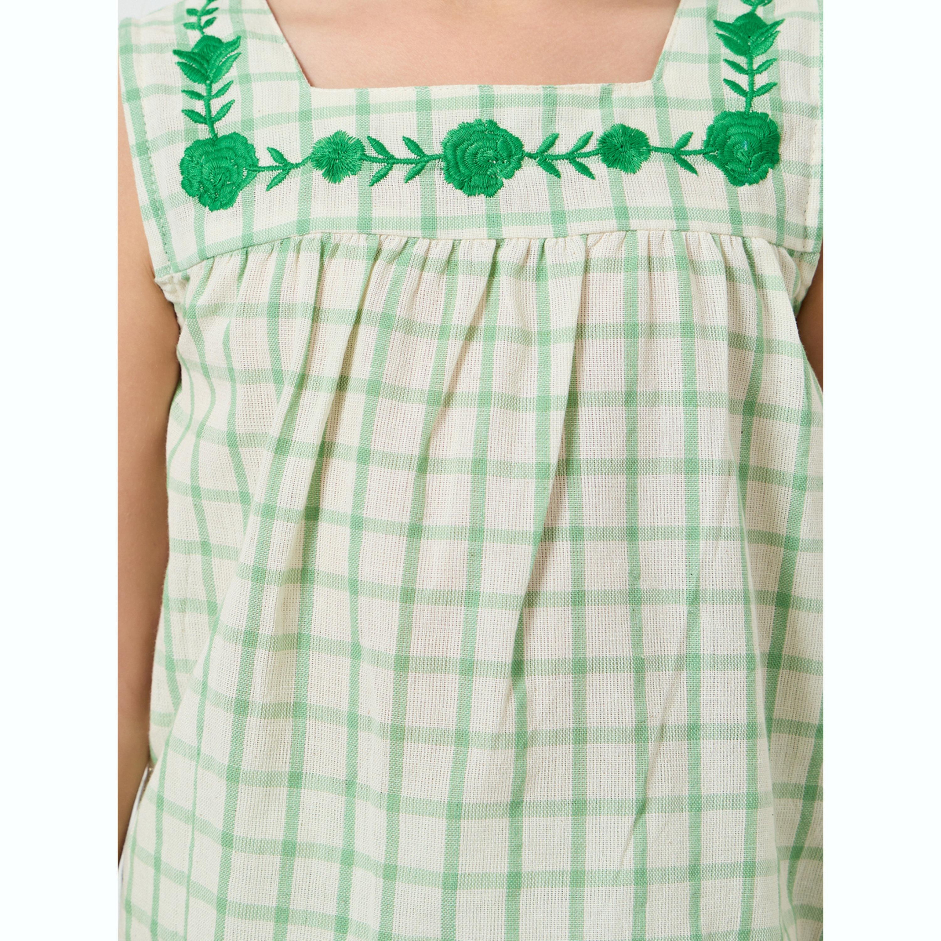 Styli Girls Green Checkered Top and Pants Set-girls-clothing-setsandcoords-image-5