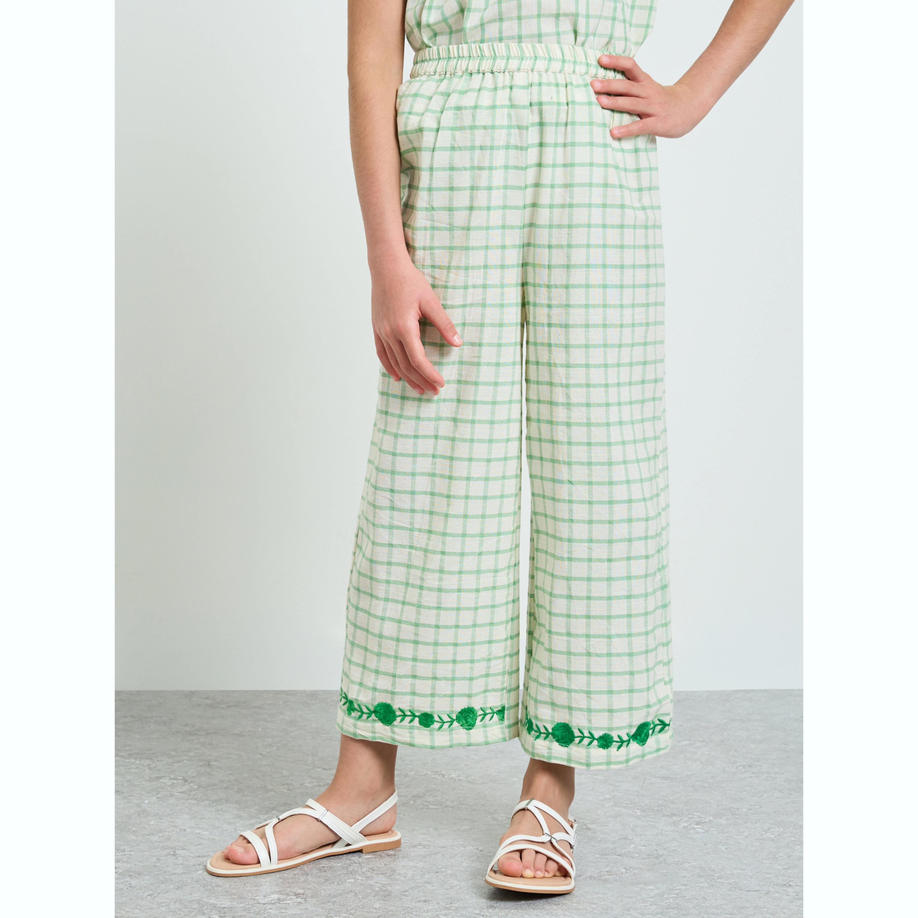 مجموعة من بنطال وبلوزة قطن بنمط مربعات-girls-clothing-setsandcoords-image-4