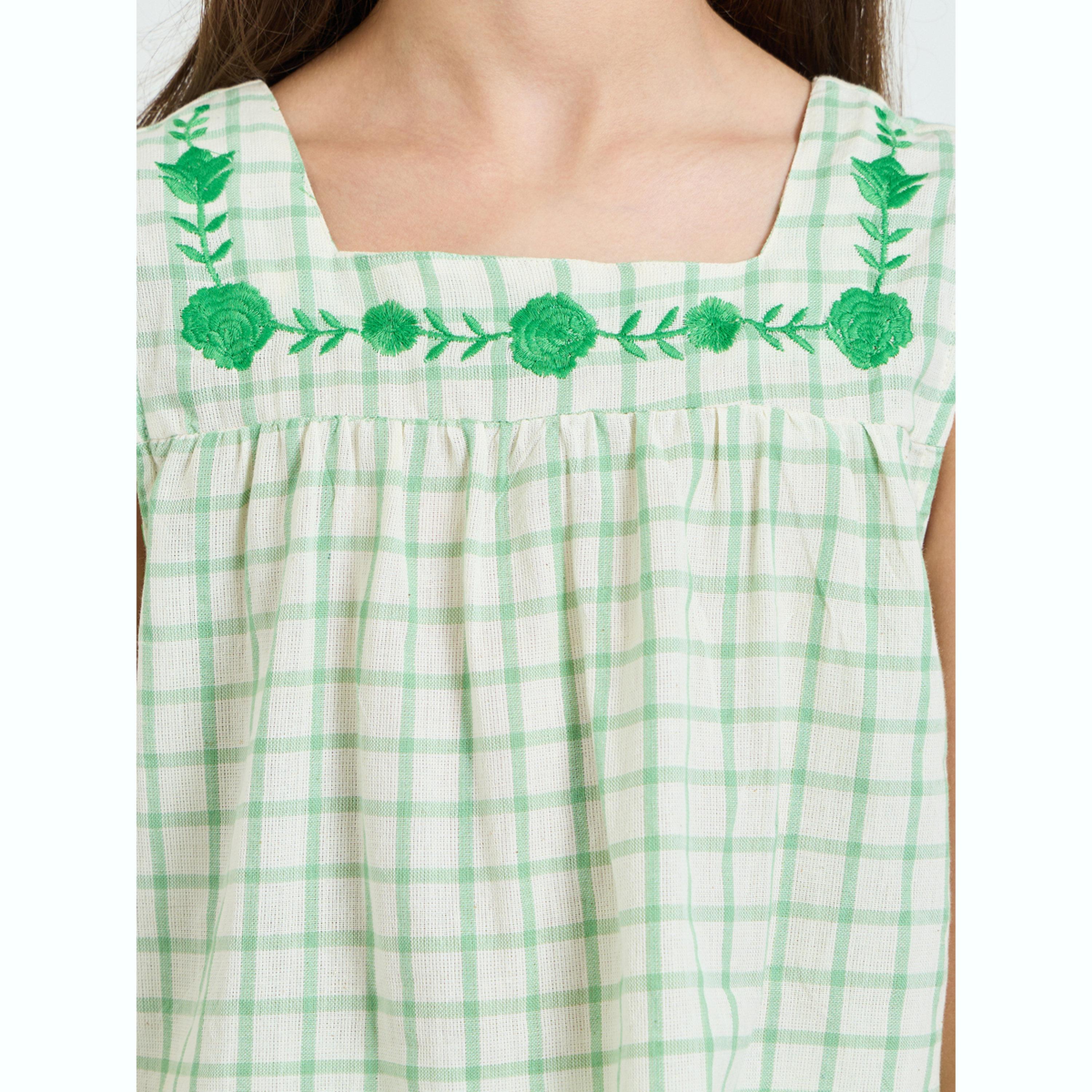 مجموعة من بنطال وبلوزة قطن بنمط مربعات-girls-clothing-setsandcoords-image-5