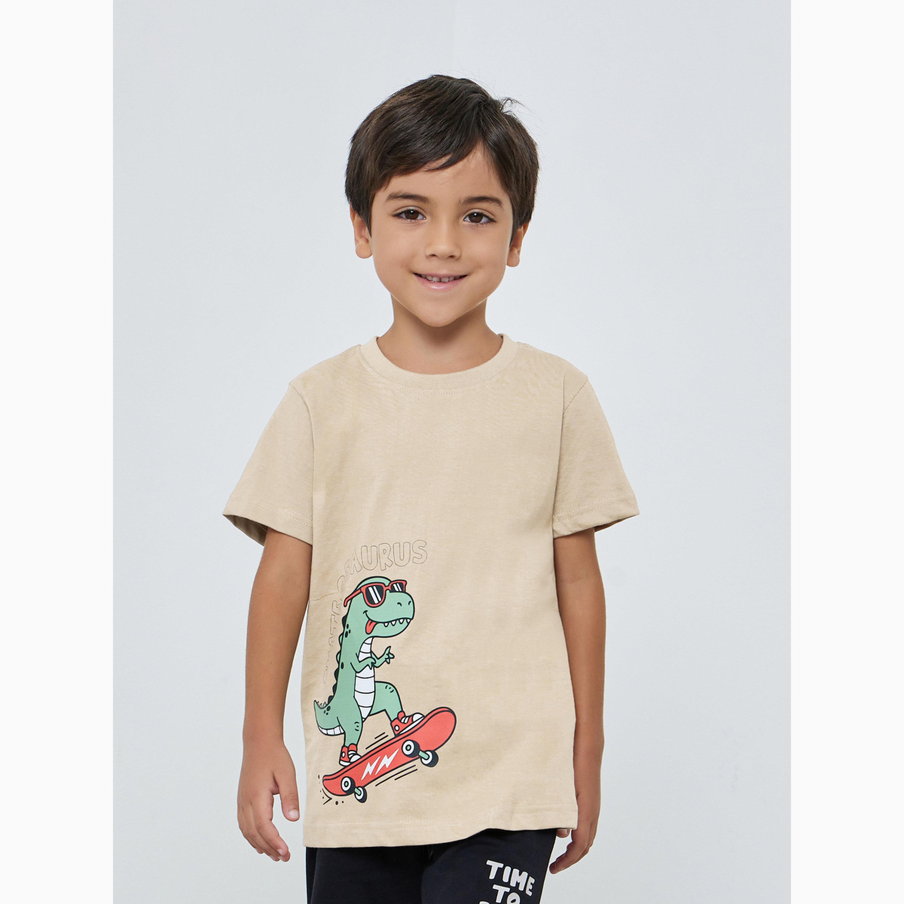 Styli Boys Graphic Print T-Shirt and Shorts Set-boys-clothing-nightwear-image-4