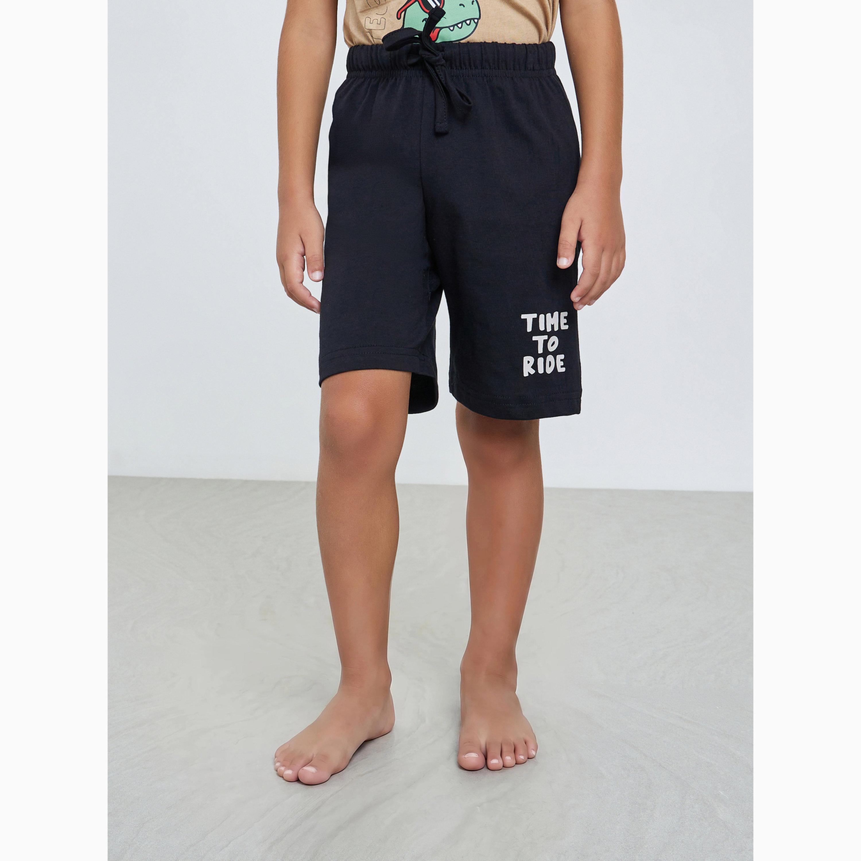 Styli Boys Graphic Print T-Shirt and Shorts Set-boys-clothing-nightwear-image-5