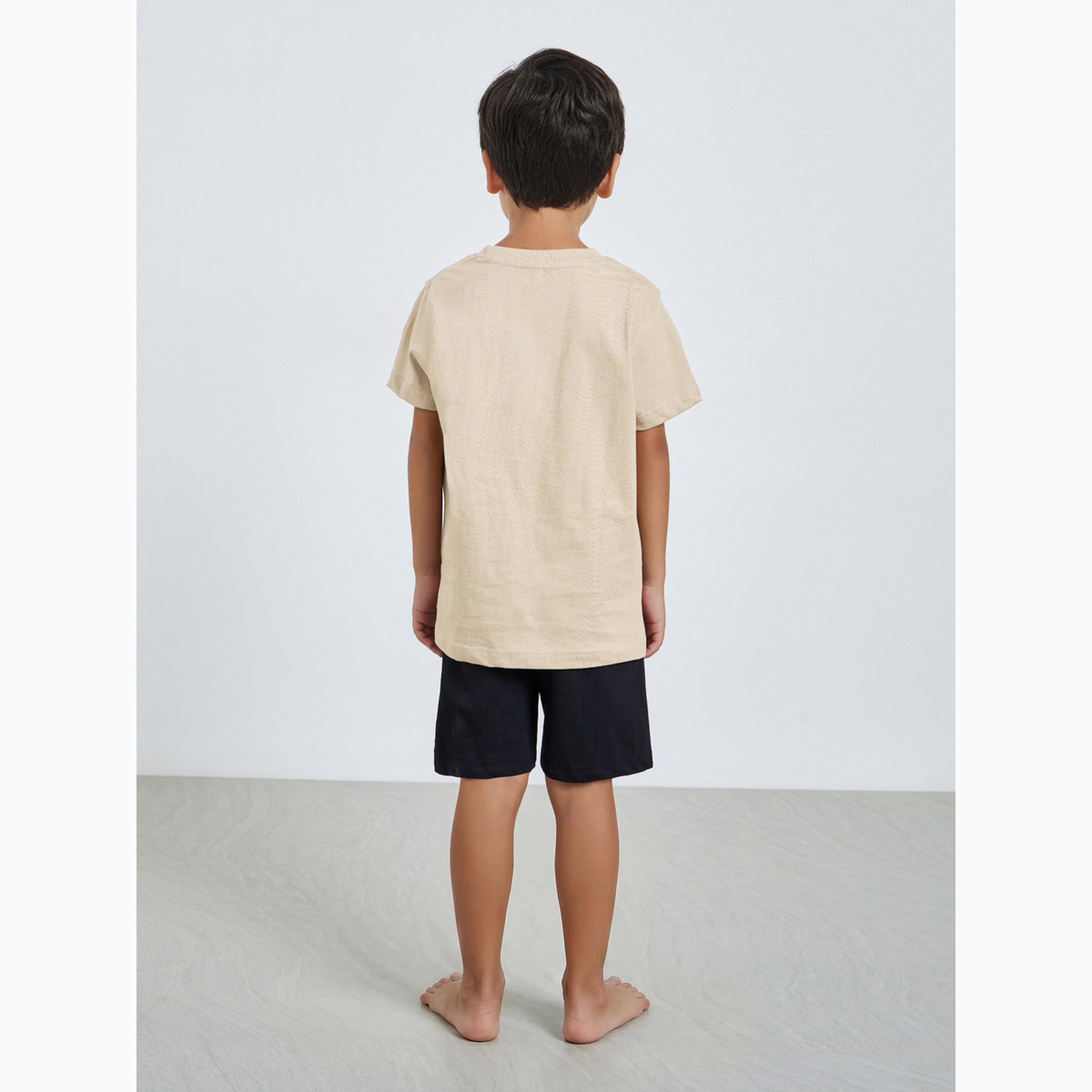 Styli Boys Graphic Print T-Shirt and Shorts Set-boys-clothing-nightwear-image-6
