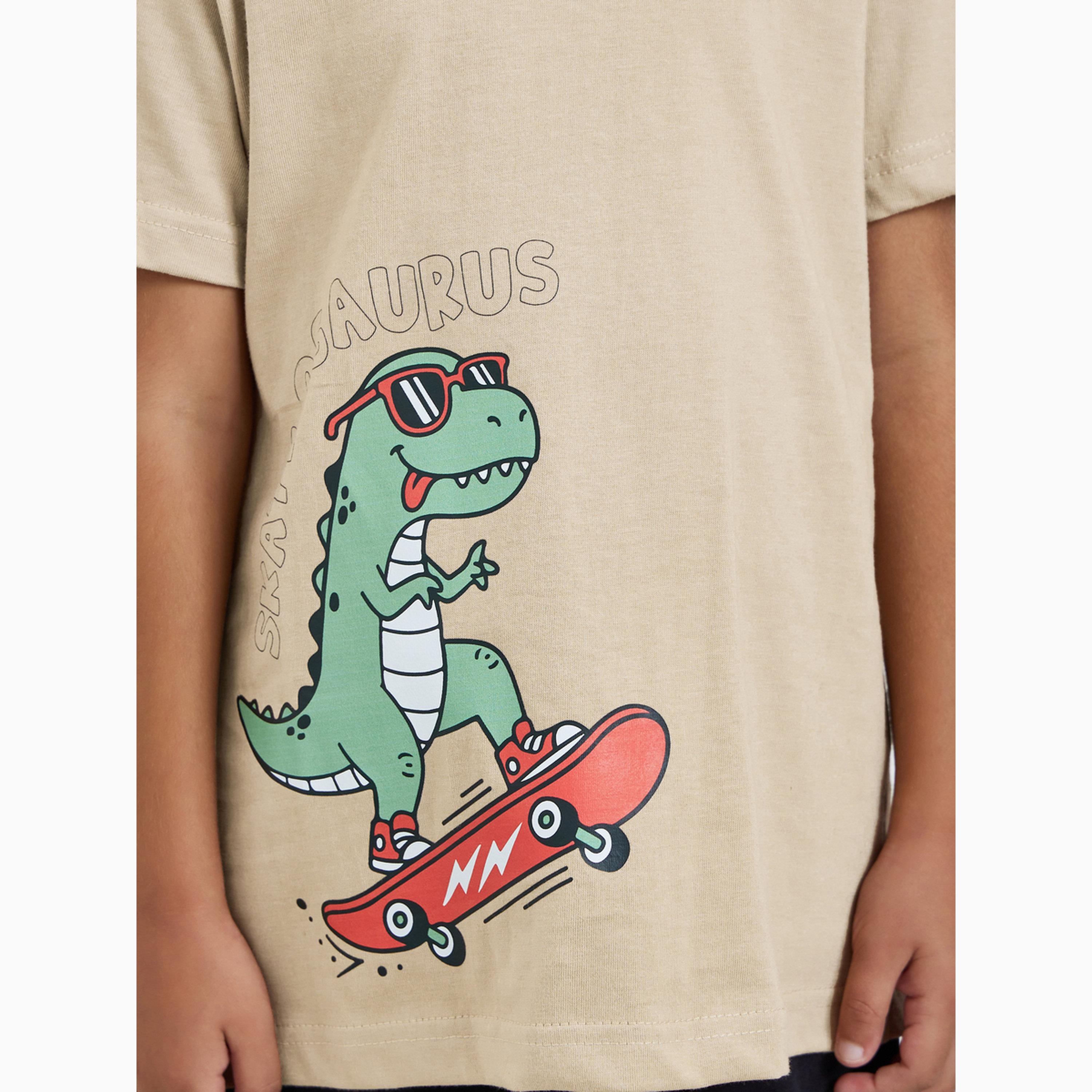 Styli Boys Graphic Print T-Shirt and Shorts Set-boys-clothing-nightwear-image-7
