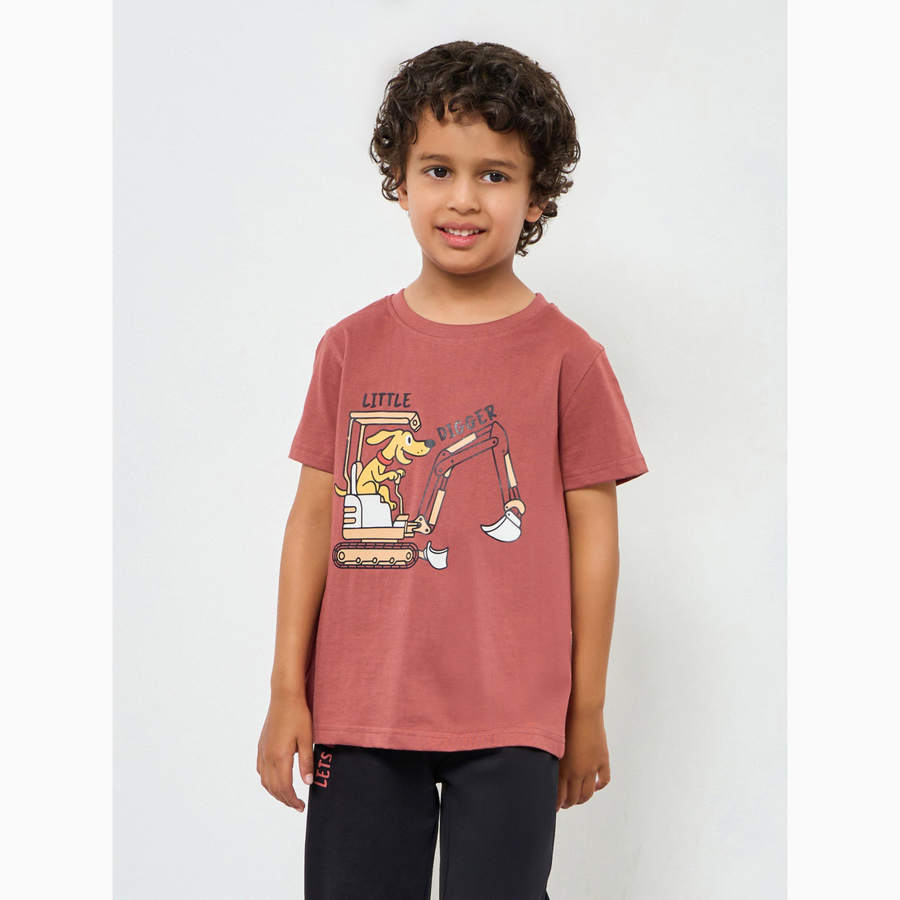 Styli Boys Graphic Print T-Shirt and Pyjama Set-boys-clothing-nightwear-image-2