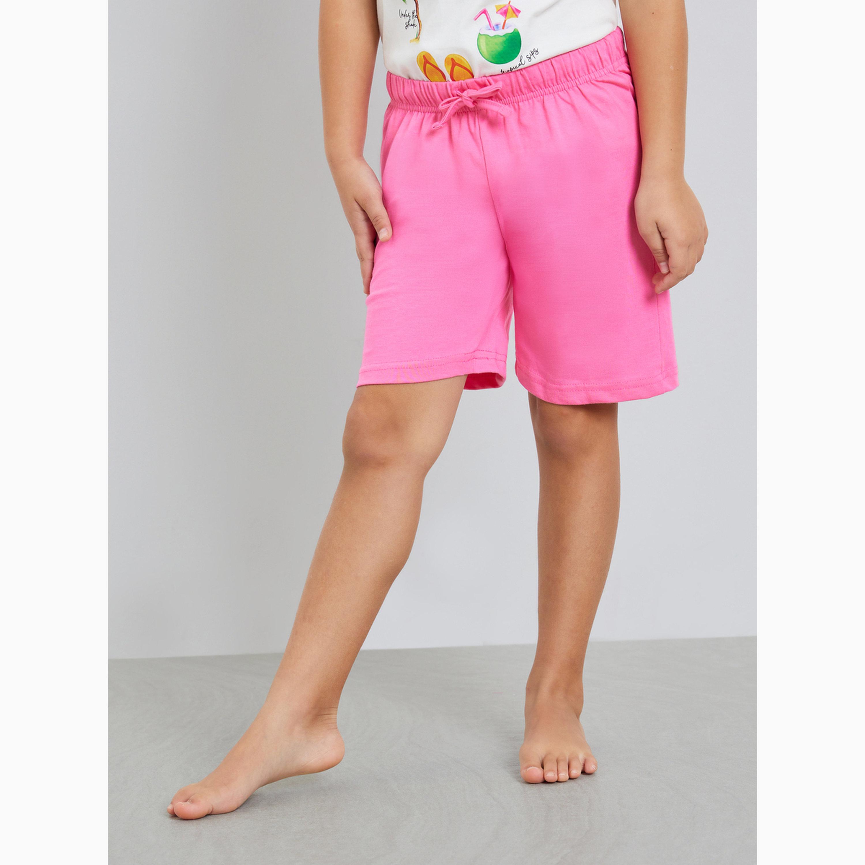 مجموعة من تيشيرت وشورت قطن بطبعات بيتش دايز للبنات-girls-clothing-nightwear-image-5