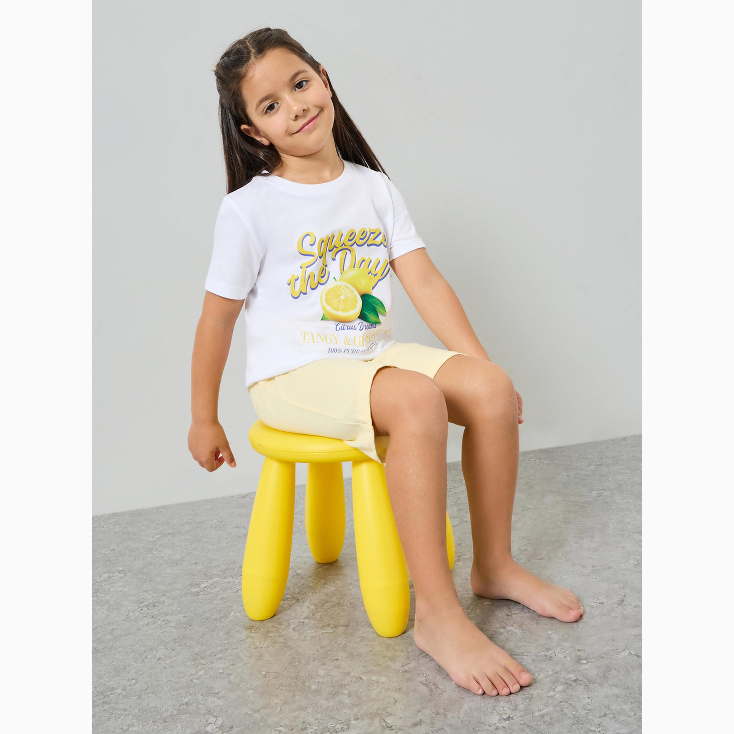 مجموعة من شورت وتيشيرت بطبعة غرافيك للبنات-girls-clothing-nightwear-image-3
