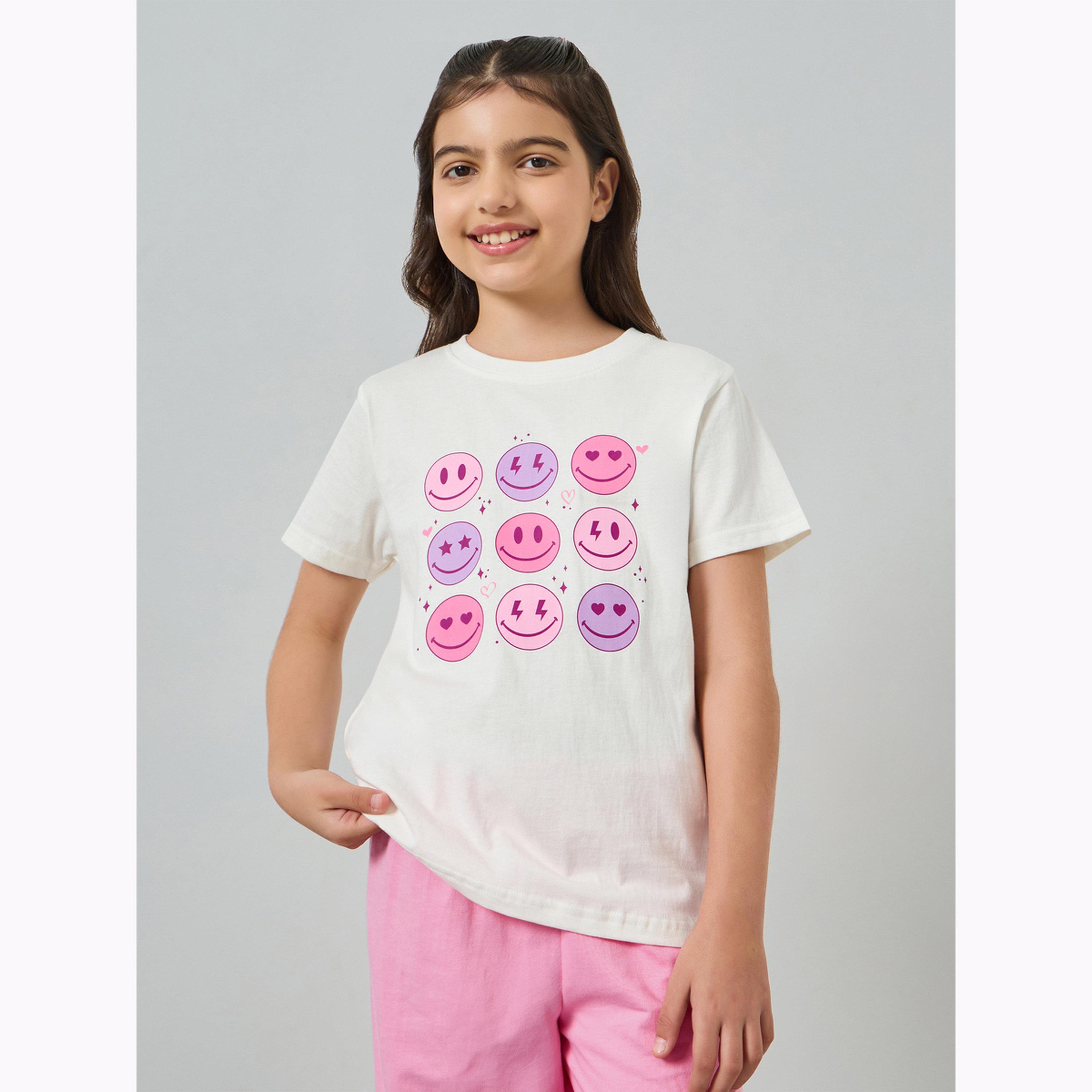Styli Teen Girls Printed T-Shirt and Cotton Pyjama Set-girls-clothing-nightwear-image-3