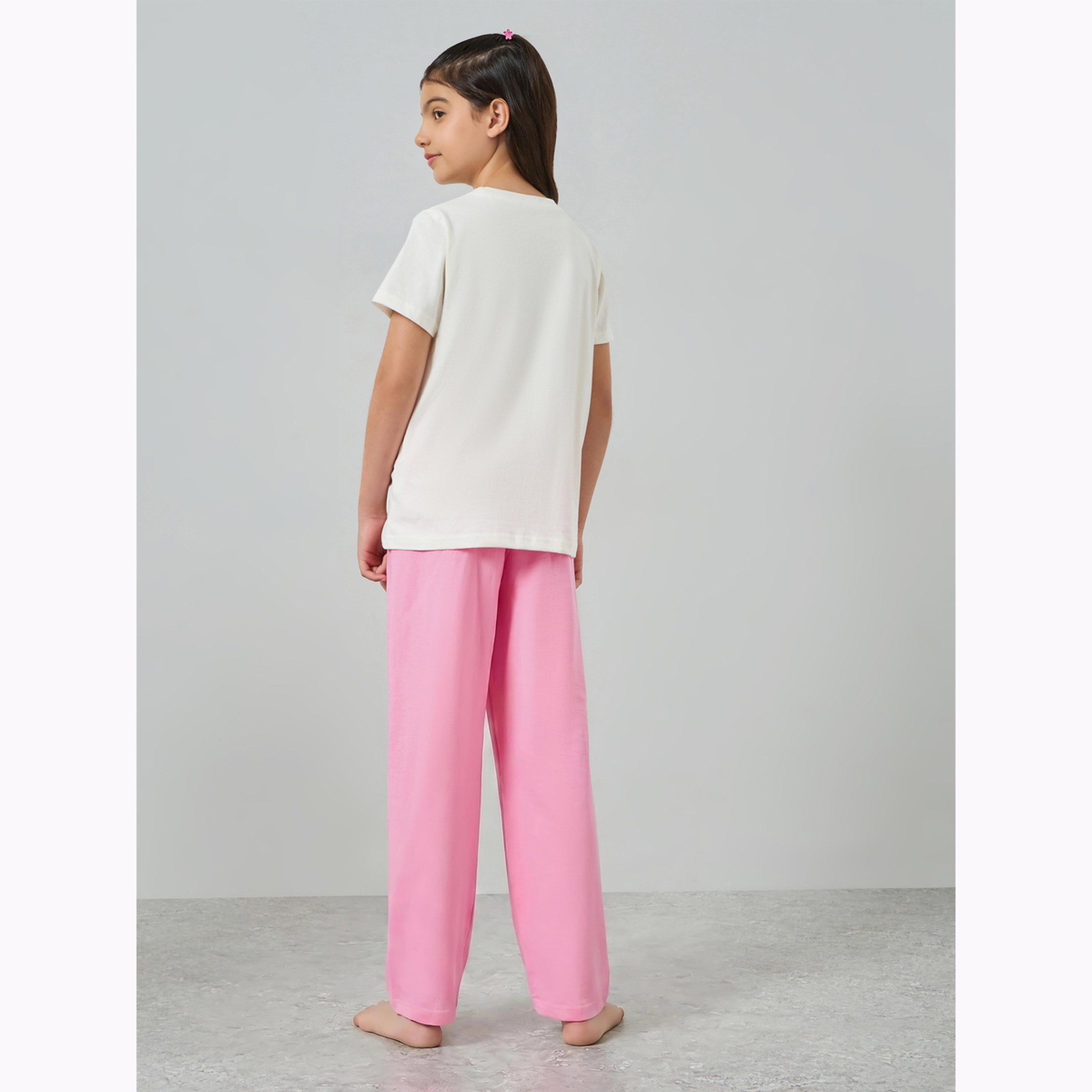 Styli Teen Girls Printed T-Shirt and Cotton Pyjama Set-girls-clothing-nightwear-image-5