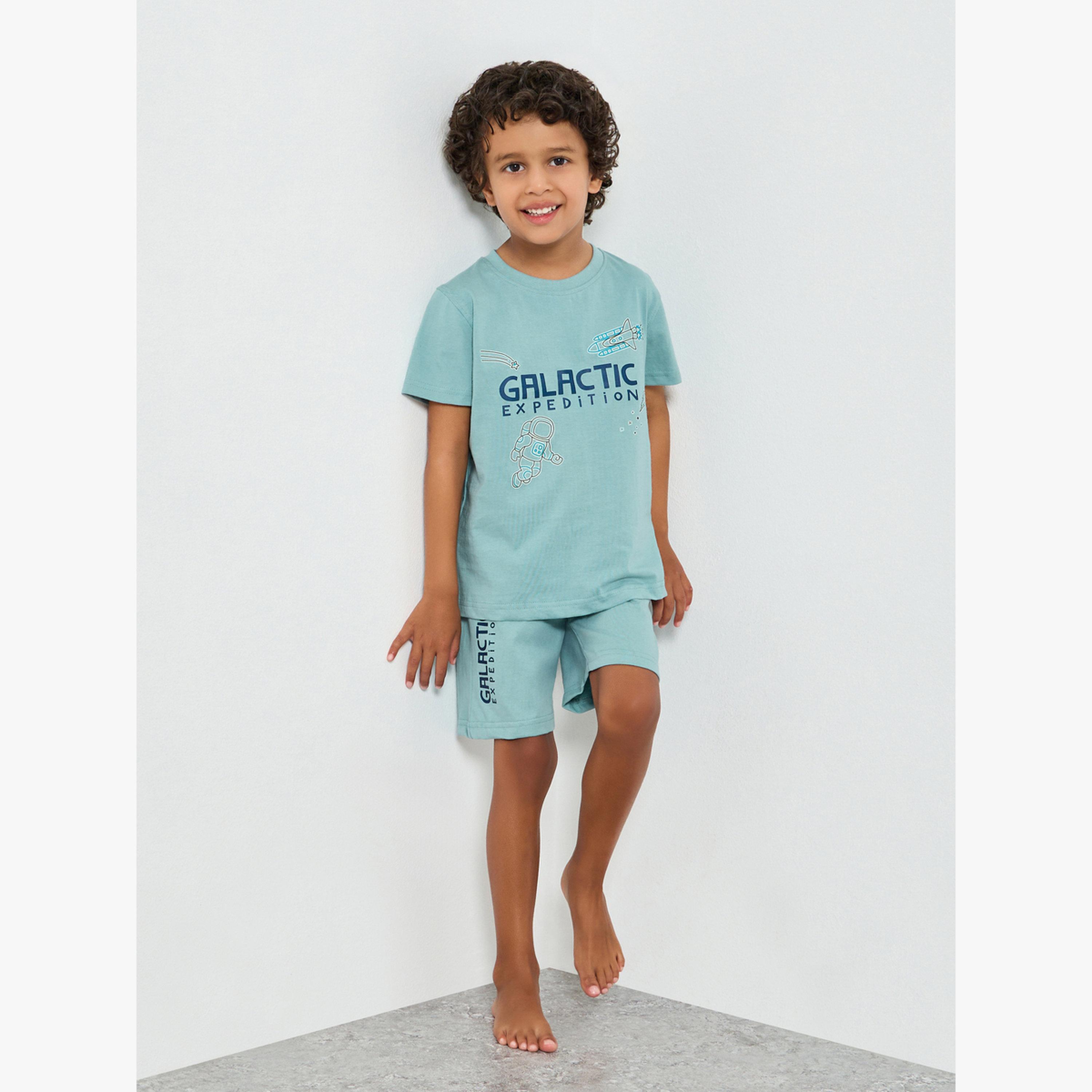 Styli Boys Printed Short Sleeve T-Shirt and Shorts Set-boys-clothing-nightwear-image-2