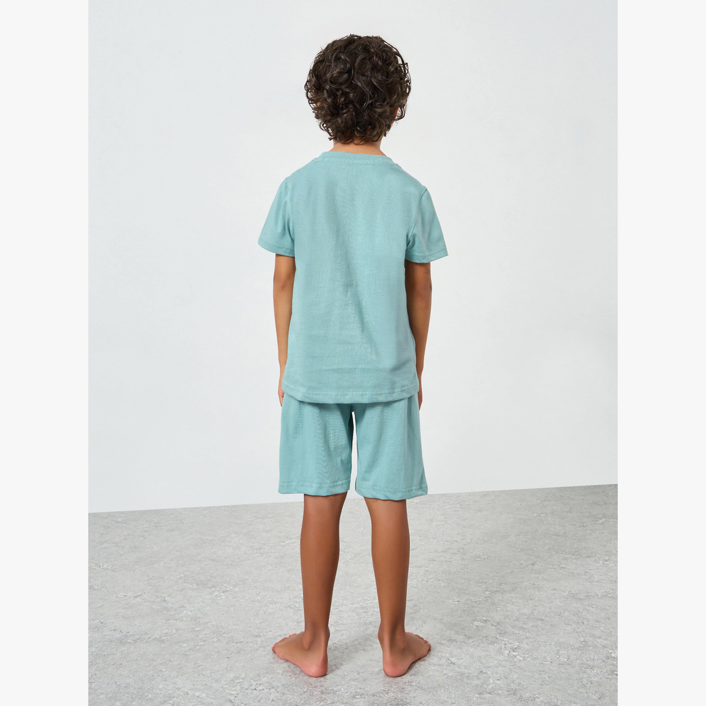 Styli Boys Printed Short Sleeve T-Shirt and Shorts Set-boys-clothing-nightwear-image-3
