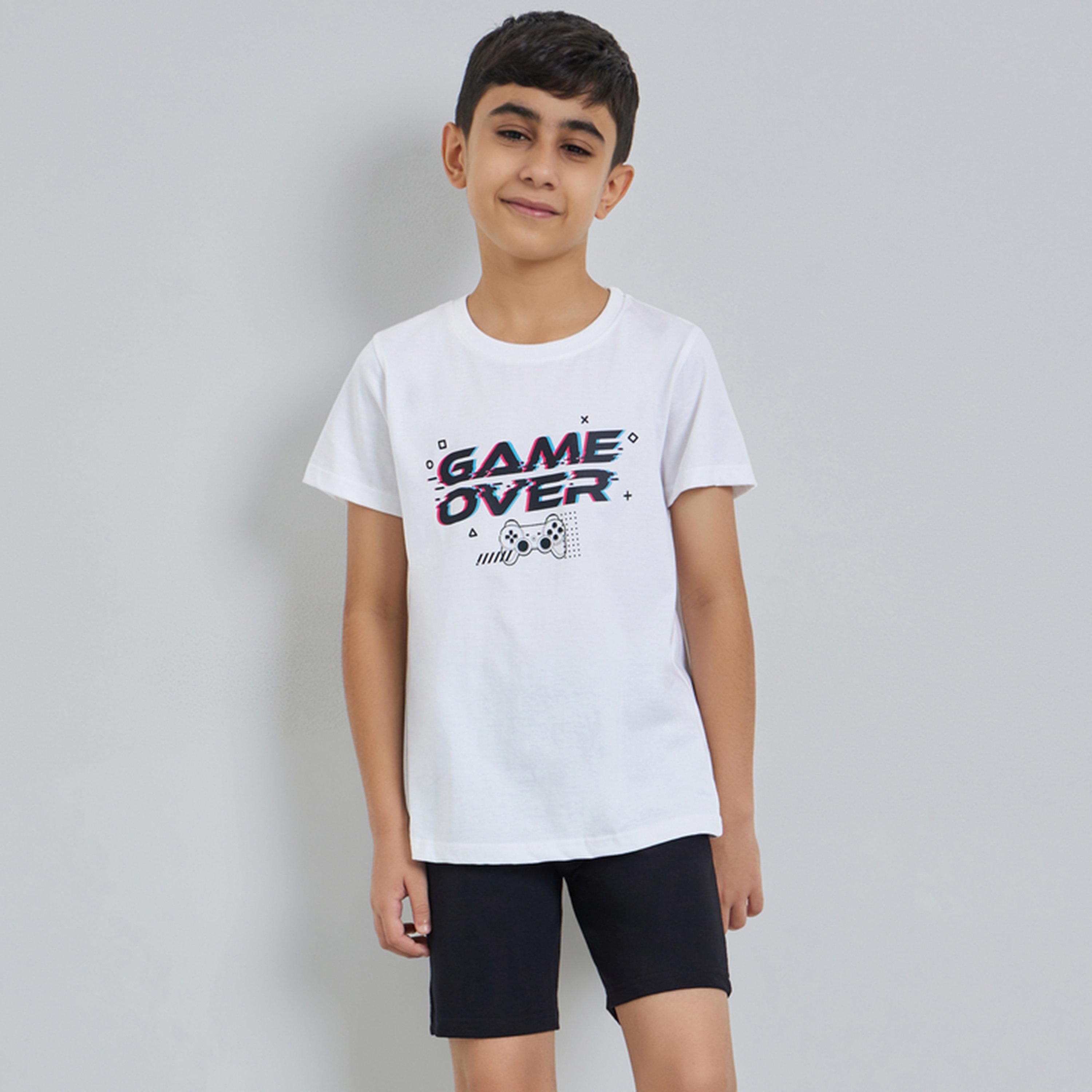 مجموعة من شورت وتيشيرت بطبعة بأكمام قصيرة للأولاد-boys-clothing-nightwear-image-1
