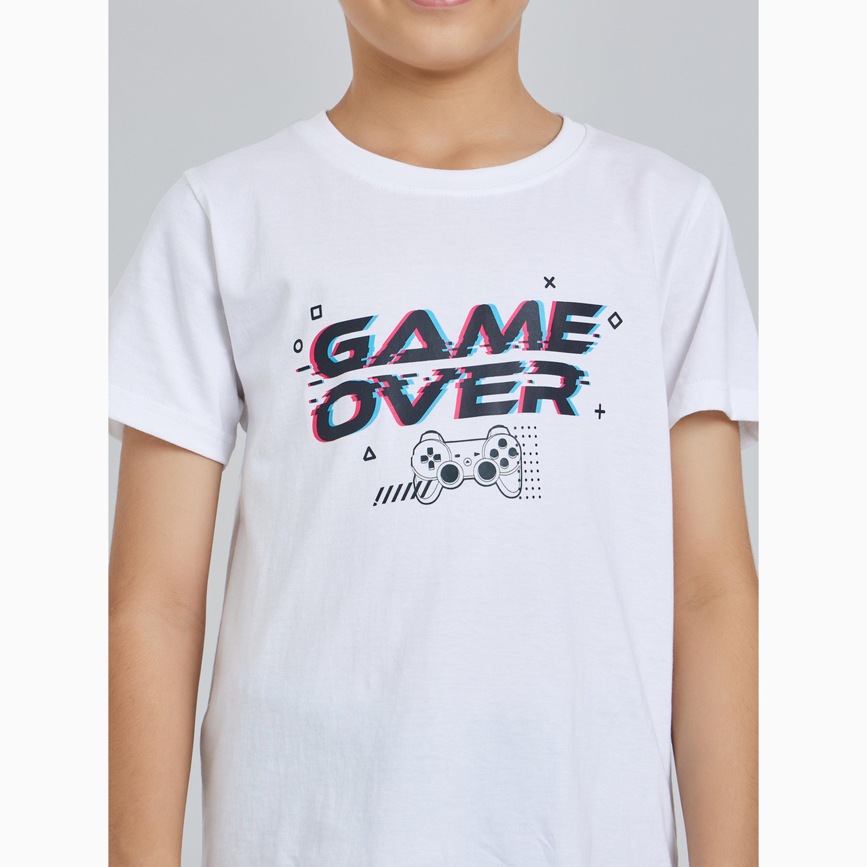 Styli Boys Printed Short Sleeve T-Shirt and Shorts Set-boys-clothing-nightwear-image-5