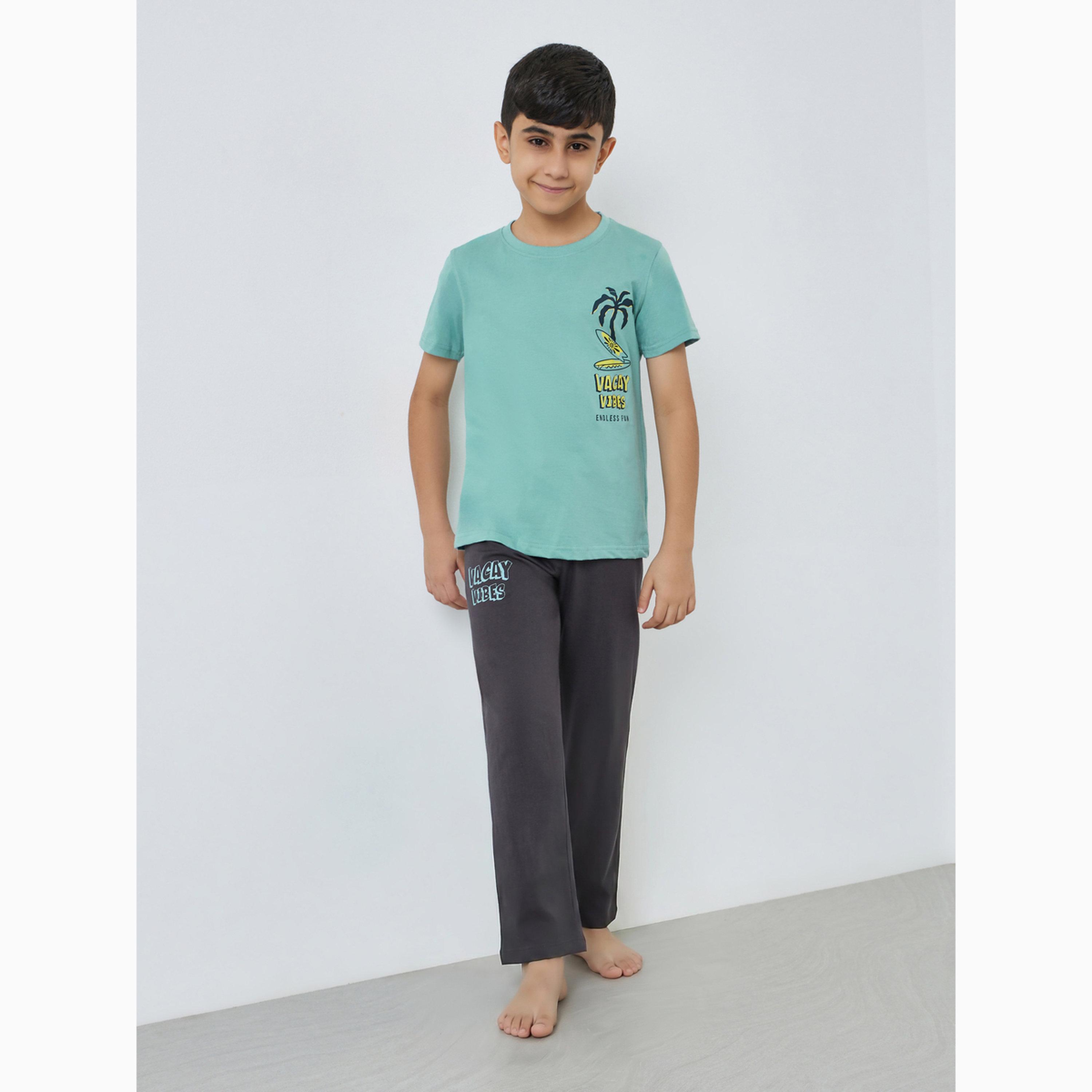 Styli Teen Boys Printed T-Shirt and Joggers Set-boys-clothing-nightwear-image-1
