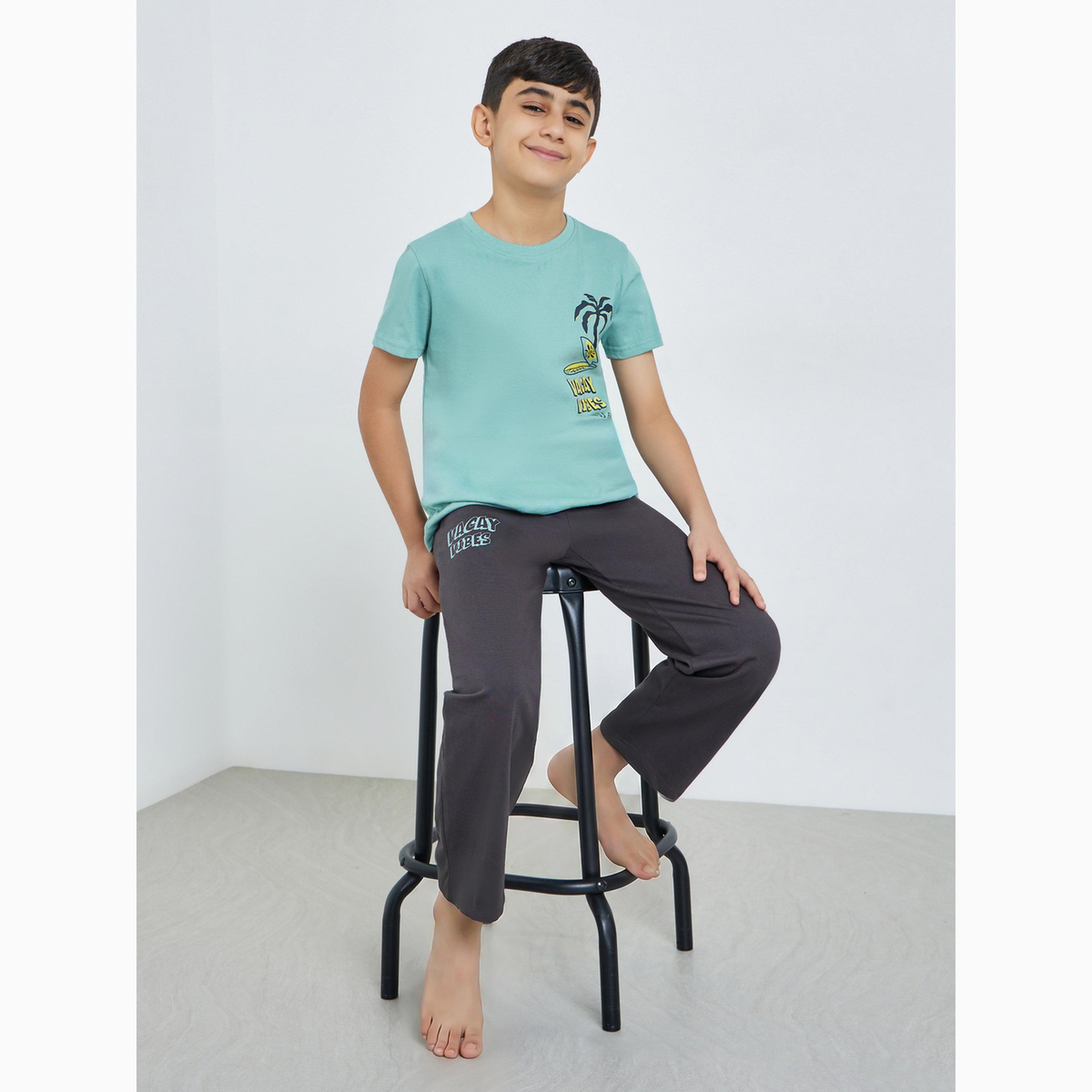 Styli Teen Boys Printed T-Shirt and Joggers Set-boys-clothing-nightwear-image-2