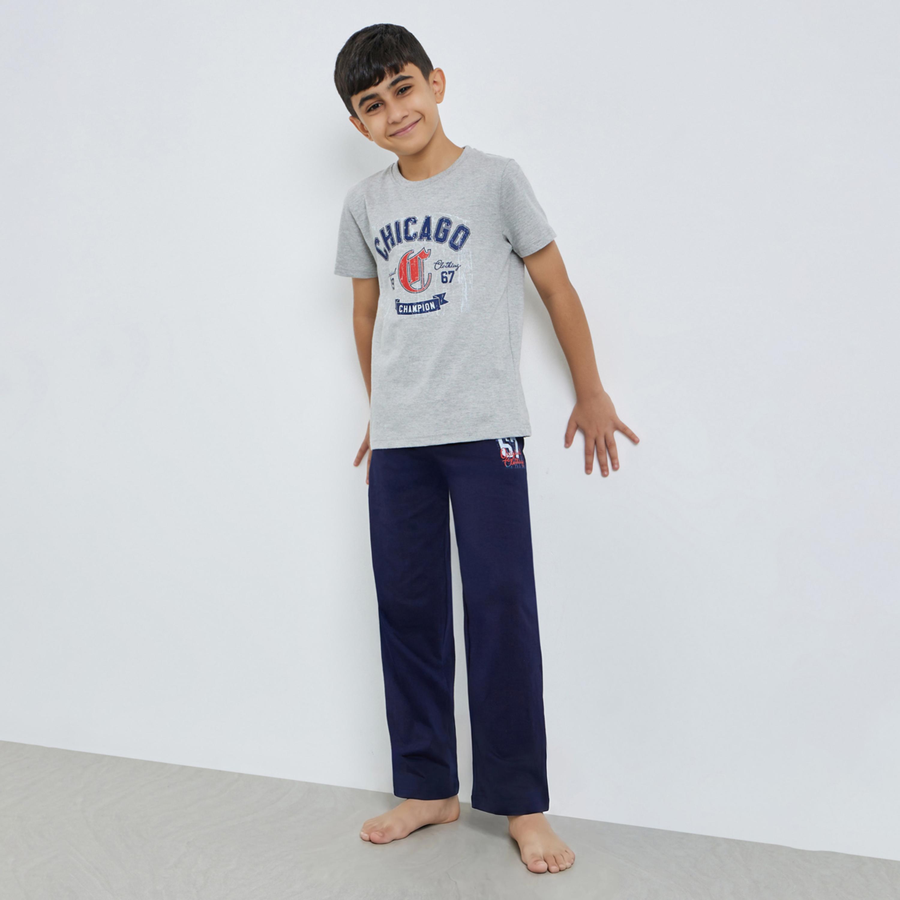 Styli Teen Boys Printed Cotton T-Shirt and Pyjama Set-boys-clothing-nightwear-image-1