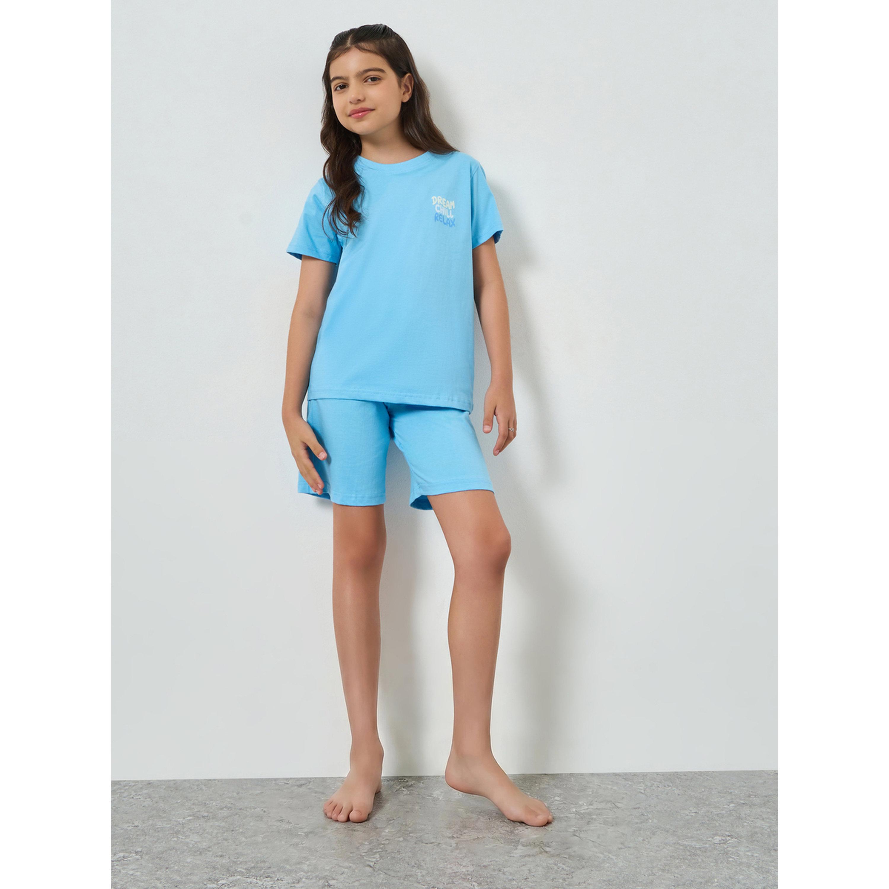 مجموعة من شورت وتيشيرت قطن مطبوع-girls-clothing-nightwear-image-2
