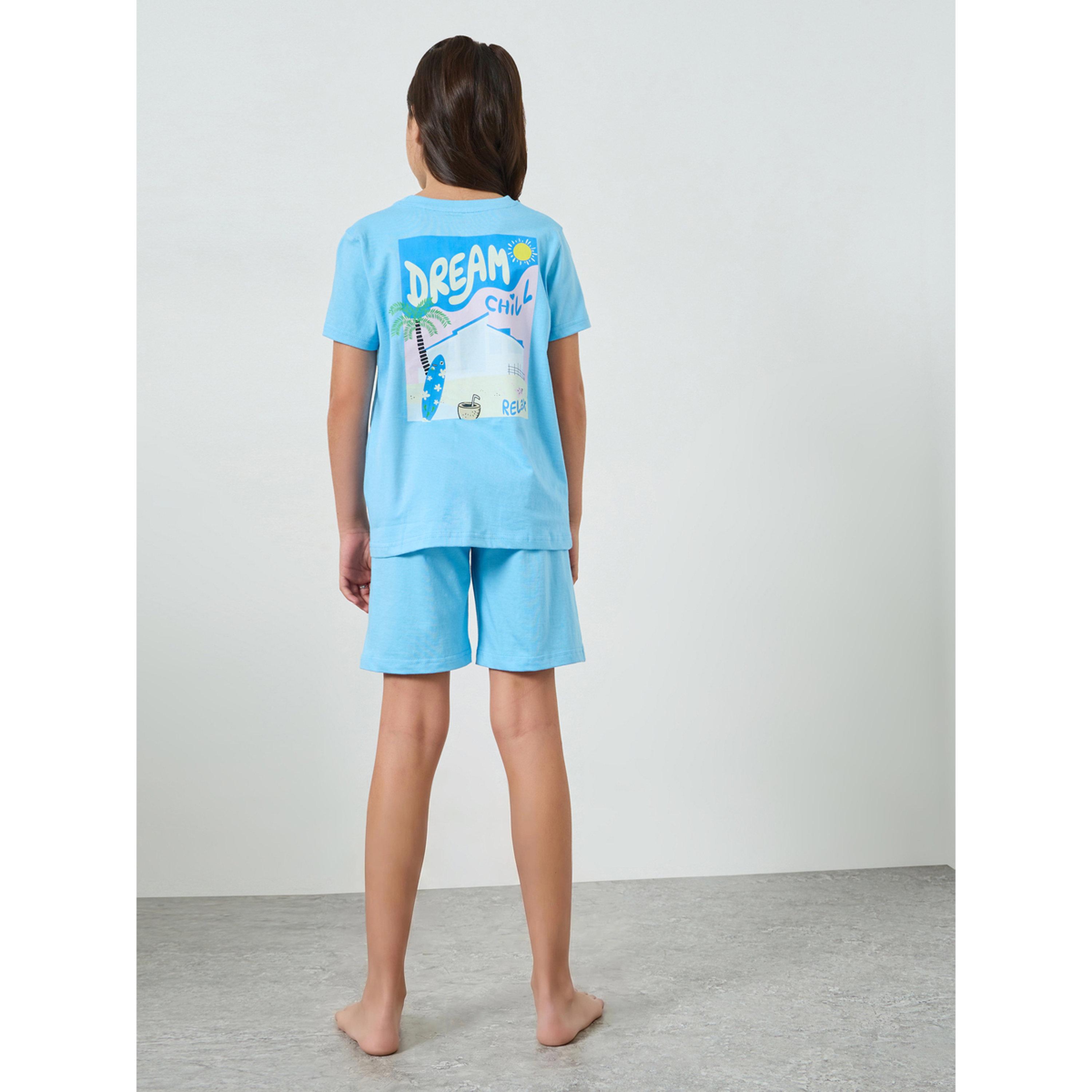 مجموعة من شورت وتيشيرت قطن مطبوع-girls-clothing-nightwear-image-4