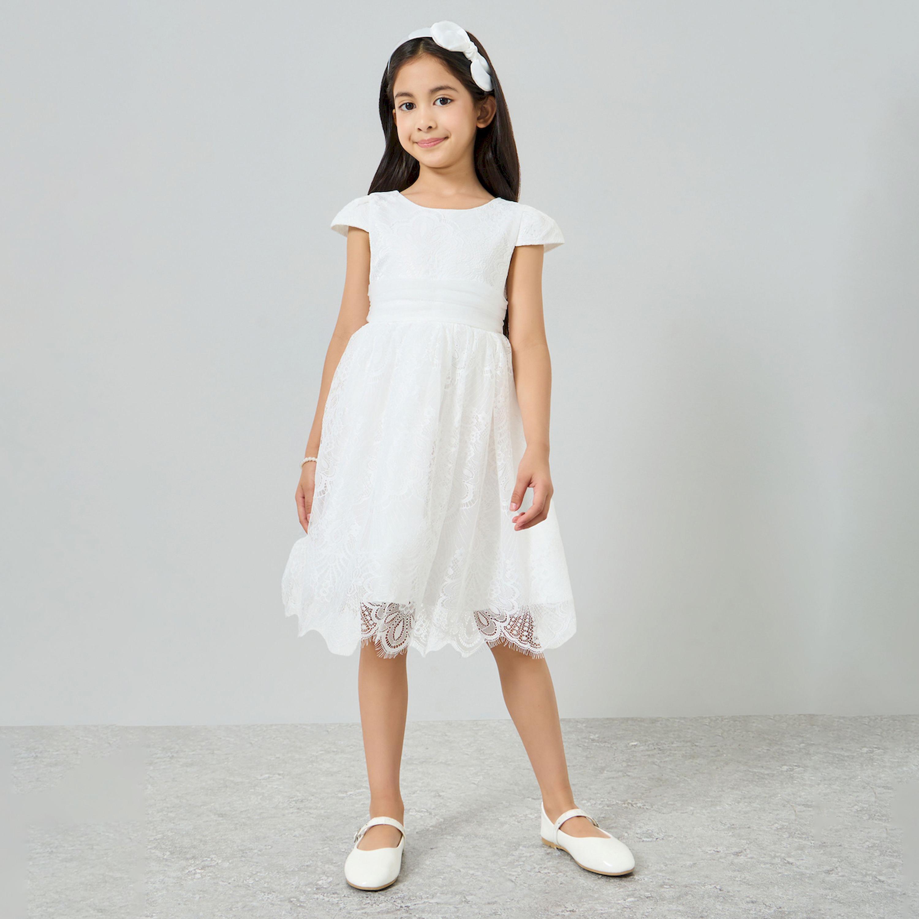 فستان دانتيل بأكمام قصيرة-girls-clothing-dressesandjumpsuits-image-1