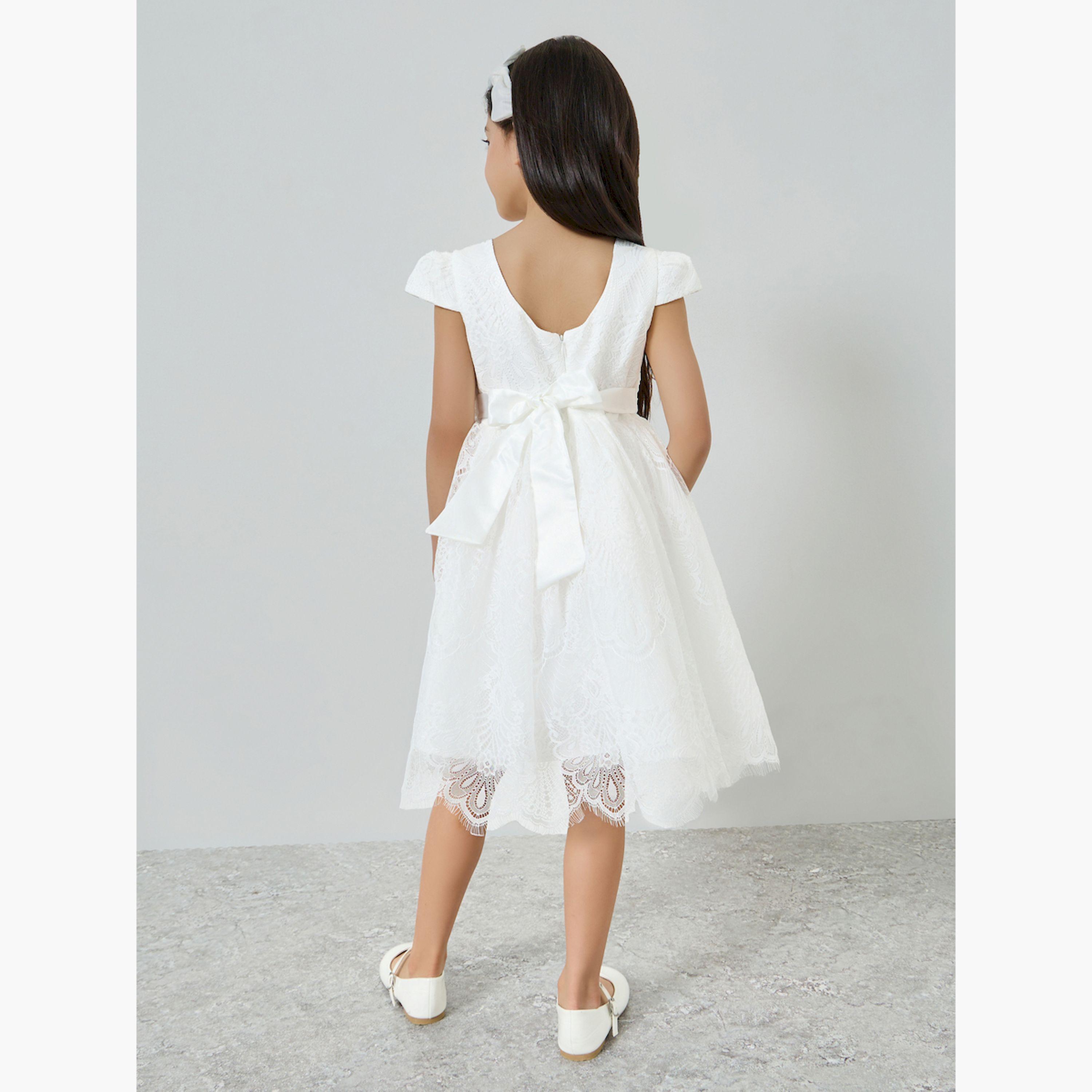 Styli Girls White Lace Short Sleeve Dress-girls-clothing-dressesandjumpsuits-image-4