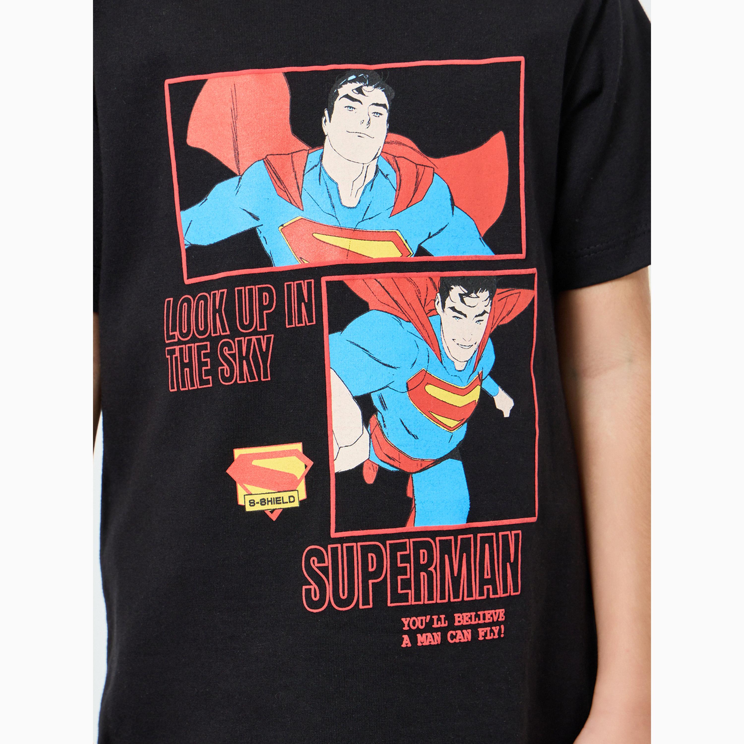 Styli Boys Black Superman Cotton T-Shirt and Pants Set-boys-clothing-setsandcoords-image-4