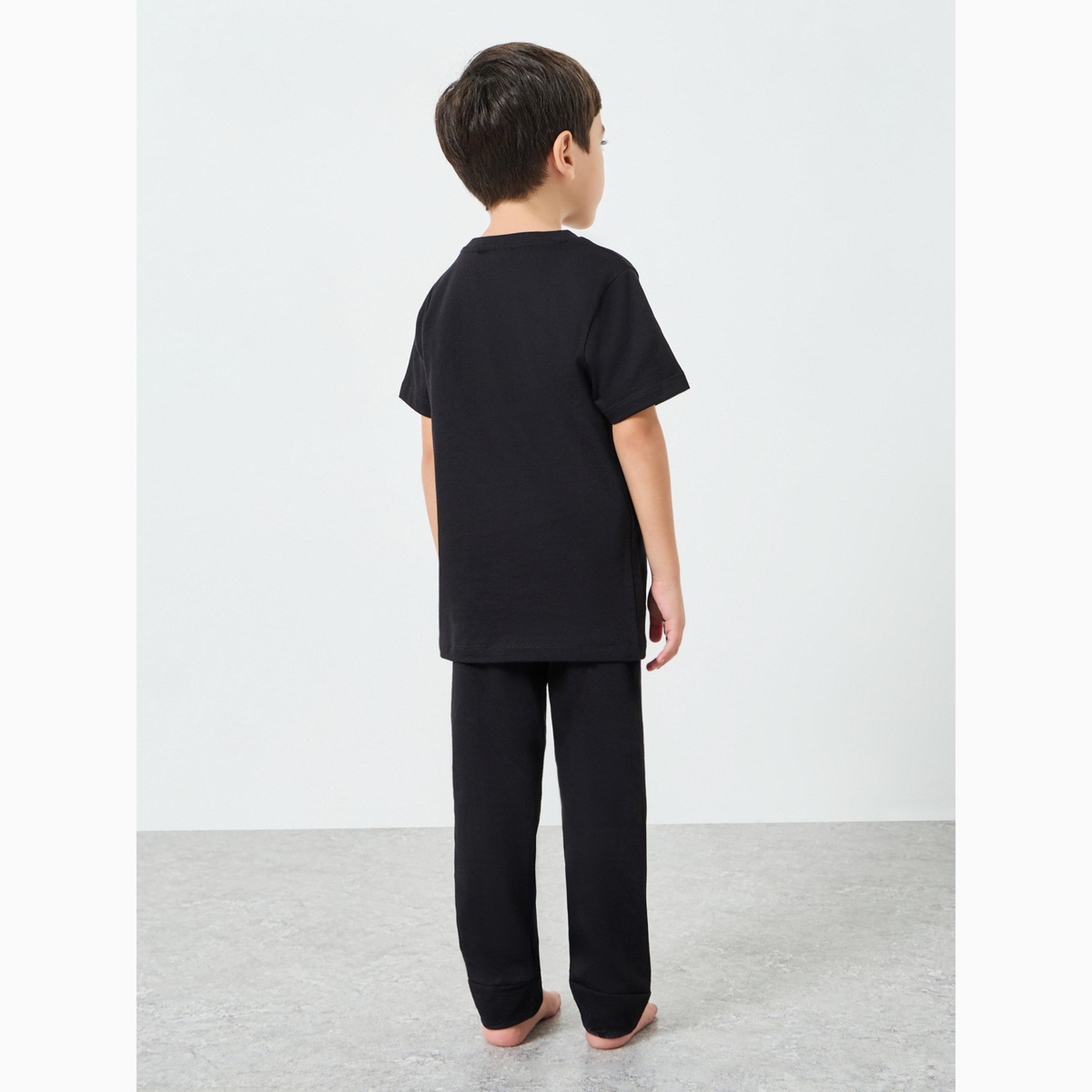 مجموعة من تيشيرت وبنطال قطن سوبرمان أسود للأولاد-boys-clothing-setsandcoords-image-6