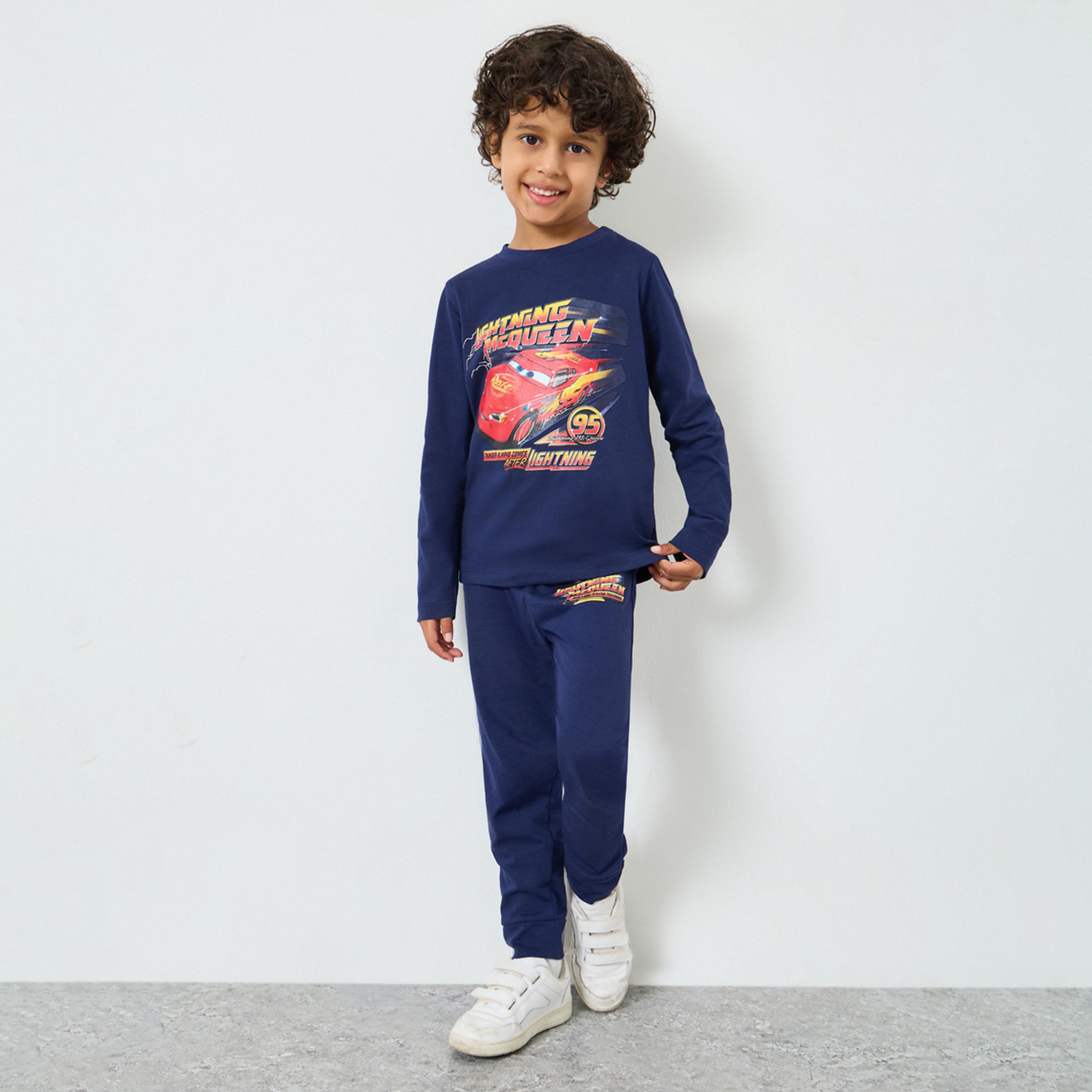 Styli Boys Cars Print Cotton T-Shirt and Pants Set-boys-clothing-setsandcoords-image-1