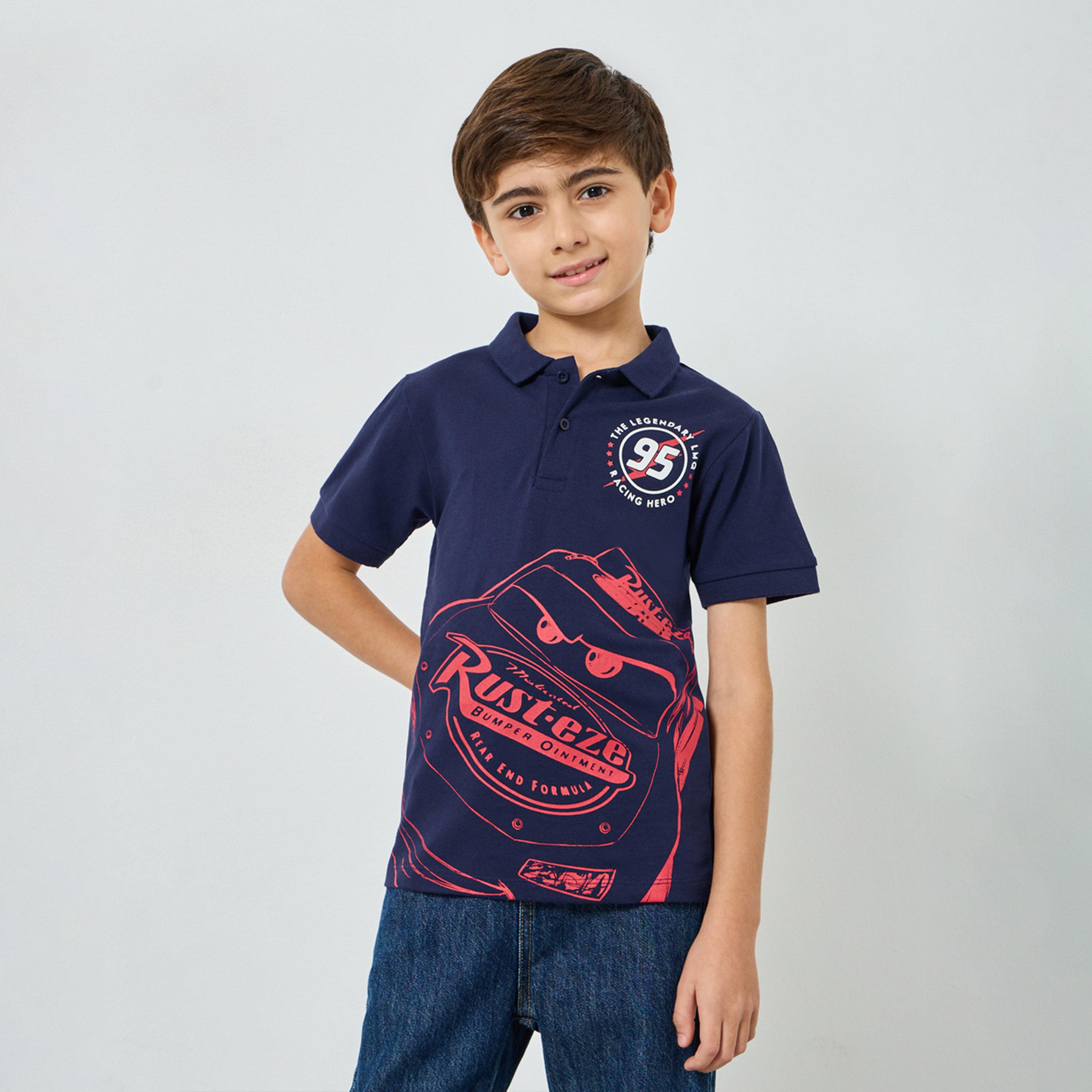 Styli Boys Navy Blue Cars Graphic Polo T-Shirt-boys-clothing-tshirtsandpolos-image-1