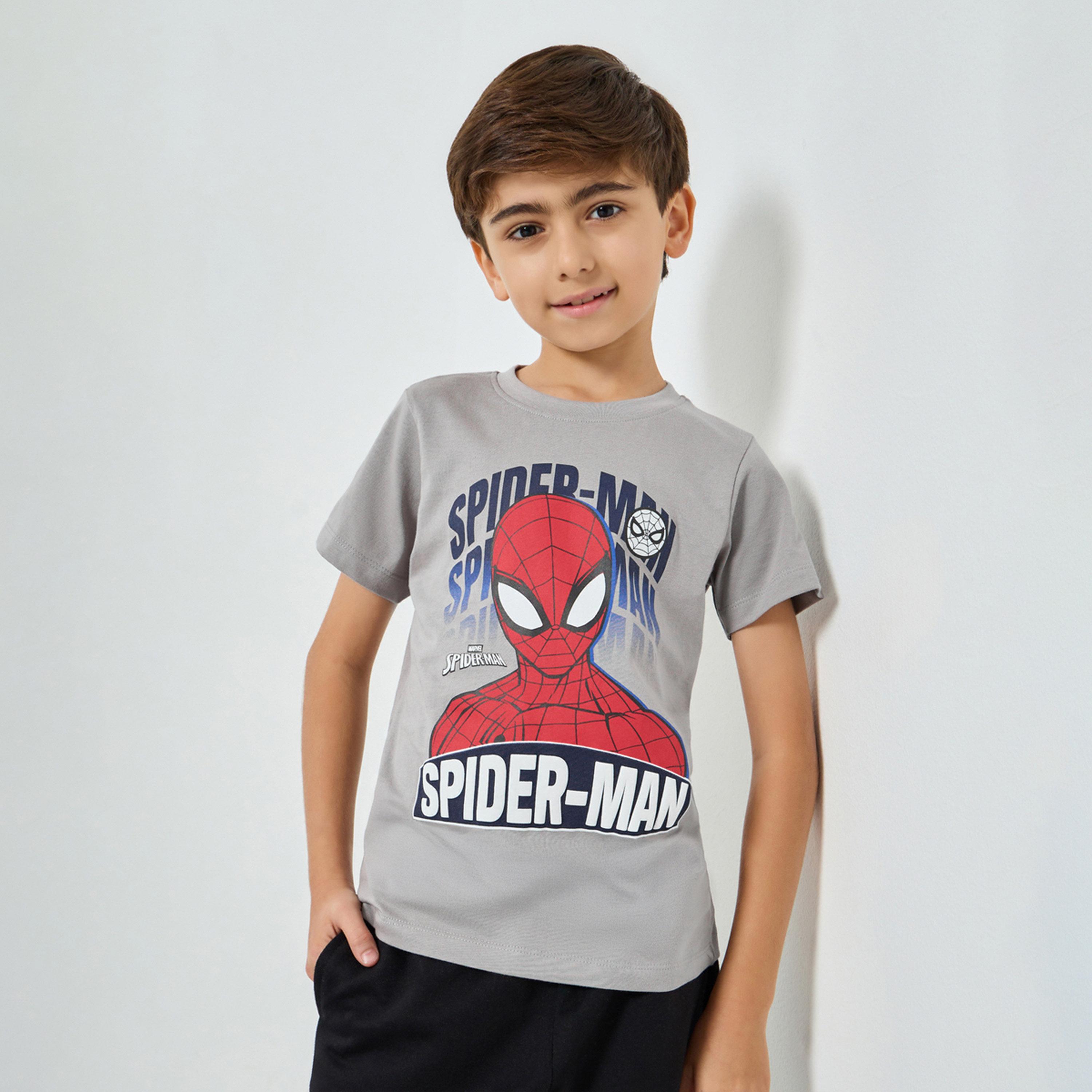 Styli Boys Grey Spider-Man Cotton T-Shirt-boys-clothing-tshirtsandpolos-image-1