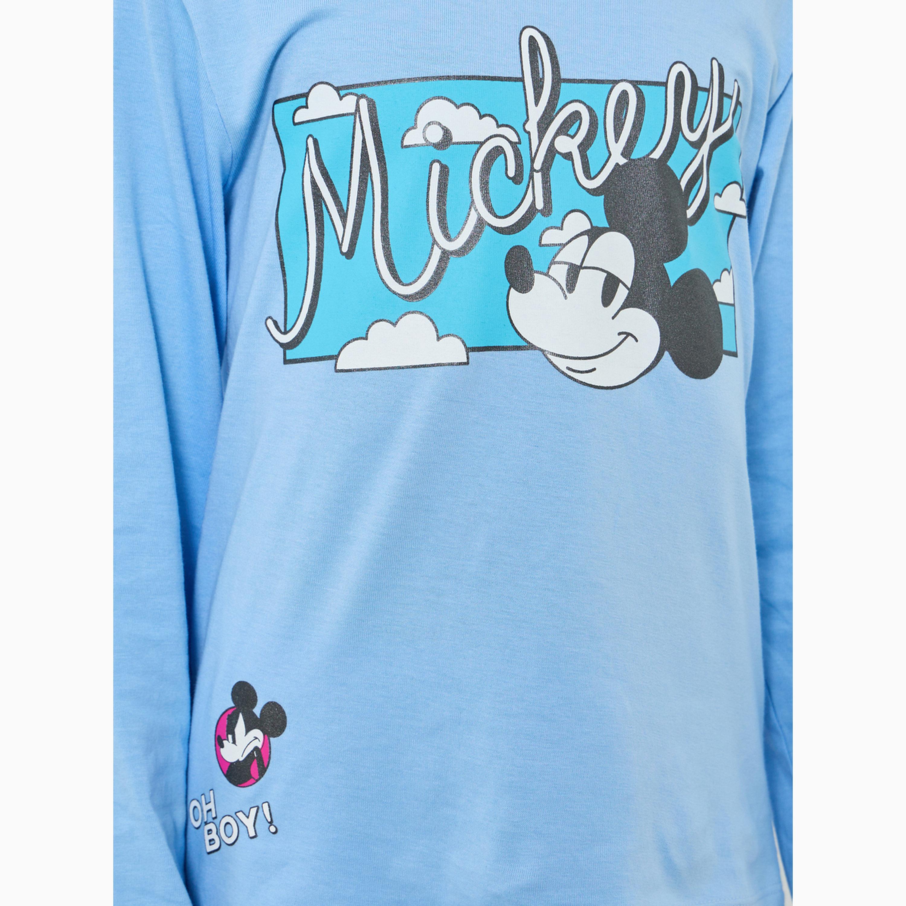 مجموعة من تيشيرت وبنطال قطن ميكي ماوس أزرق للأولاد-boys-clothing-setsandcoords-image-3