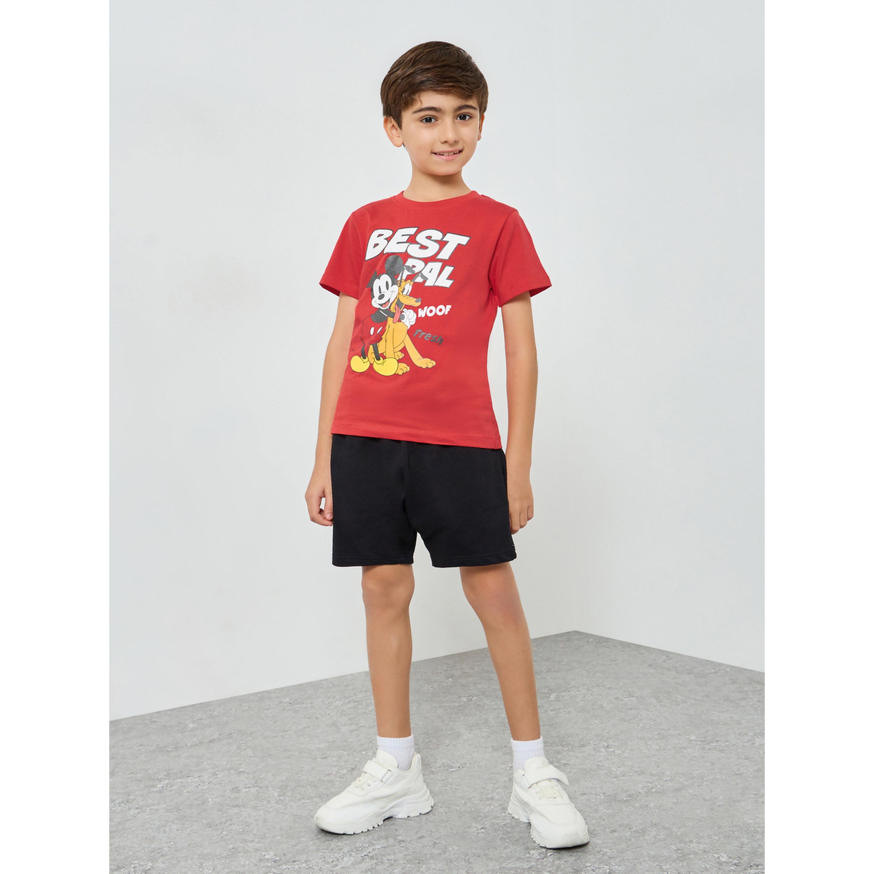 Styli Boys Red Mickey Mouse Graphic T-Shirt-boys-clothing-tshirtsandpolos-image-2