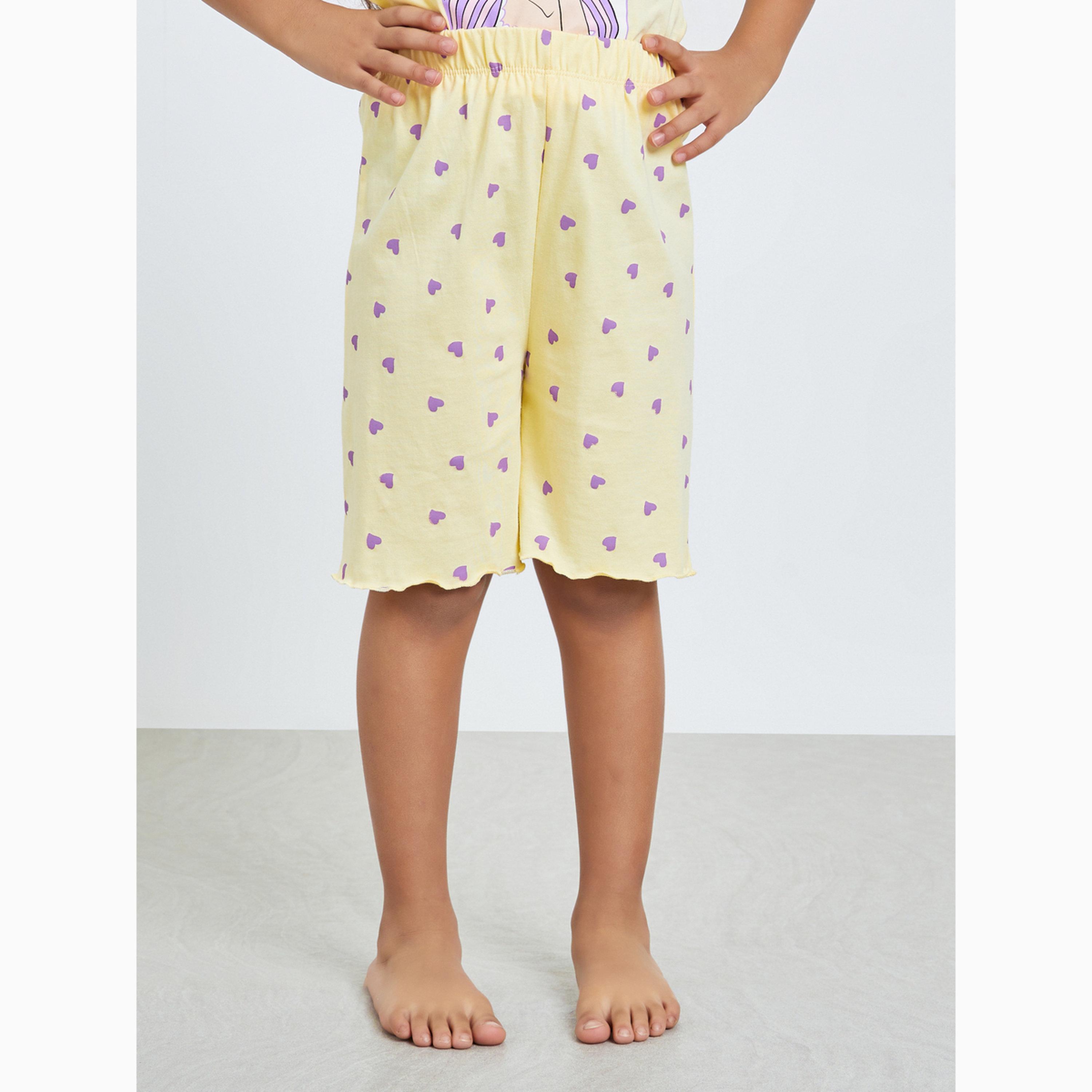 Styli Girls Disney Rapunzel Cotton T-Shirt and Shorts Set-girls-clothing-setsandcoords-image-4