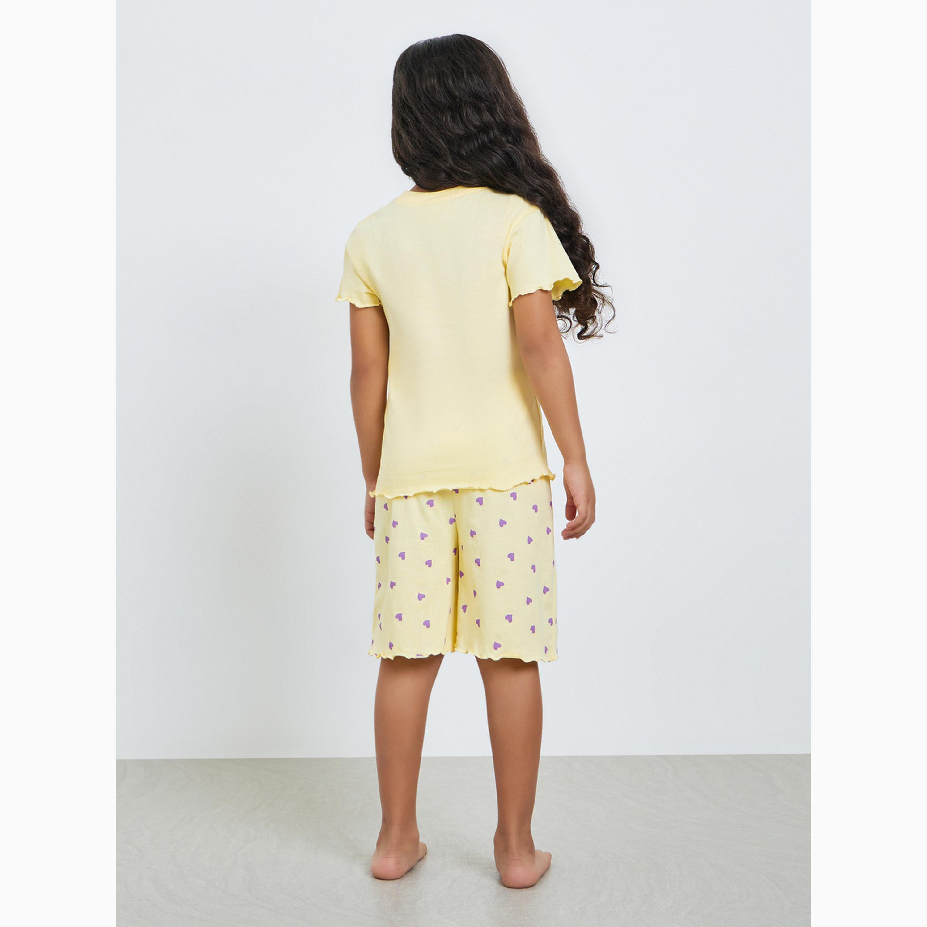 Styli Girls Disney Rapunzel Cotton T-Shirt and Shorts Set-girls-clothing-setsandcoords-image-5