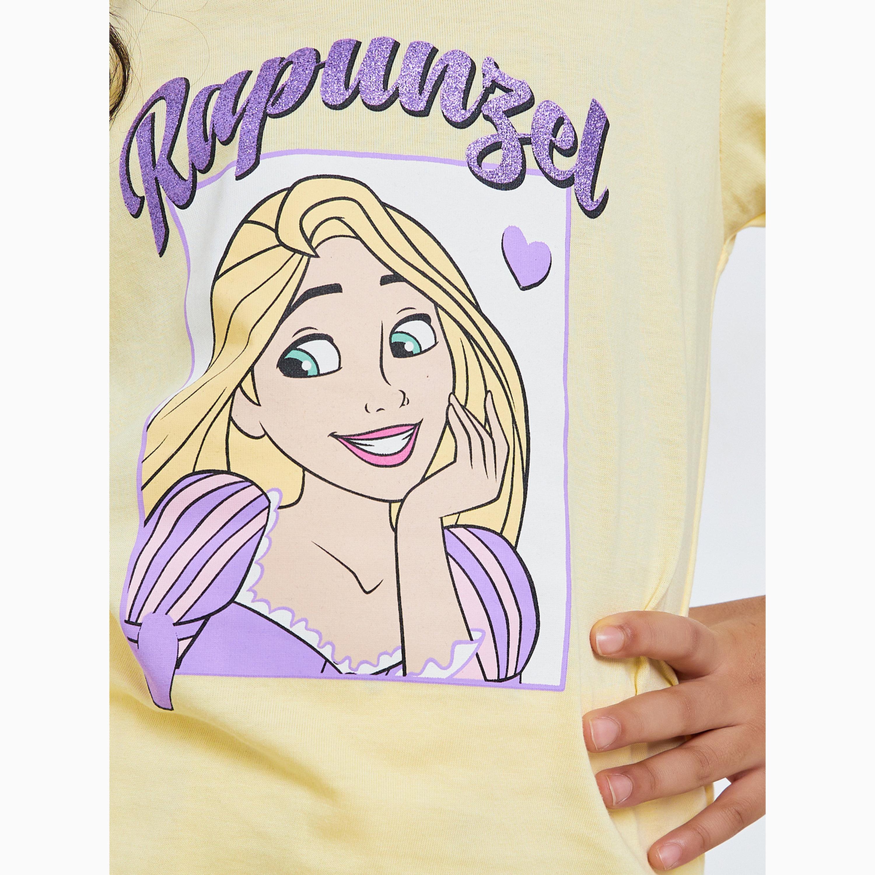 Styli Girls Disney Rapunzel Cotton T-Shirt and Shorts Set-girls-clothing-setsandcoords-image-6