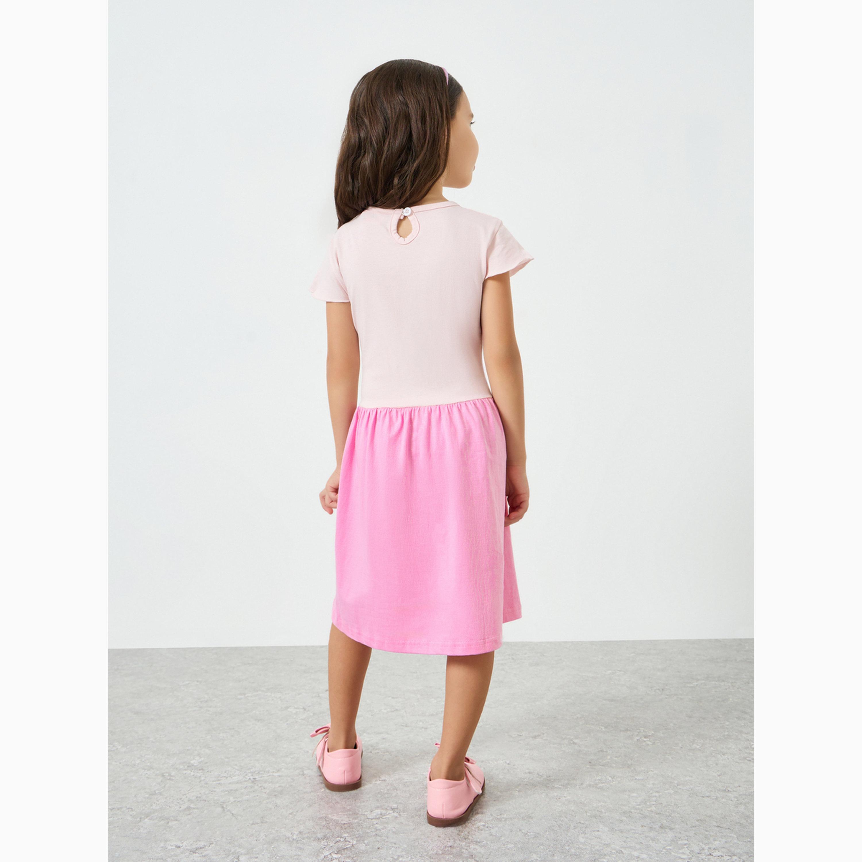 Styli Girls Pink Hello Kitty Dress with Bow Detail-girls-clothing-dressesandjumpsuits-image-4