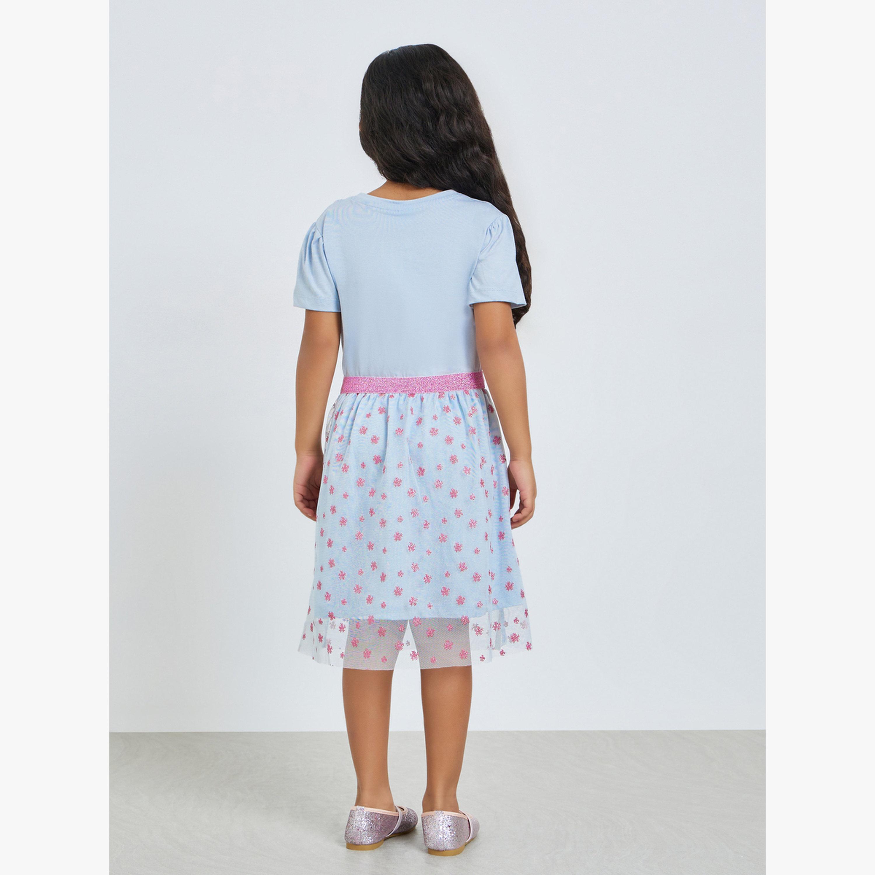 فستان بطبعة فروزن للفتيات لون أزرق فاتح-girls-clothing-dressesandjumpsuits-image-3