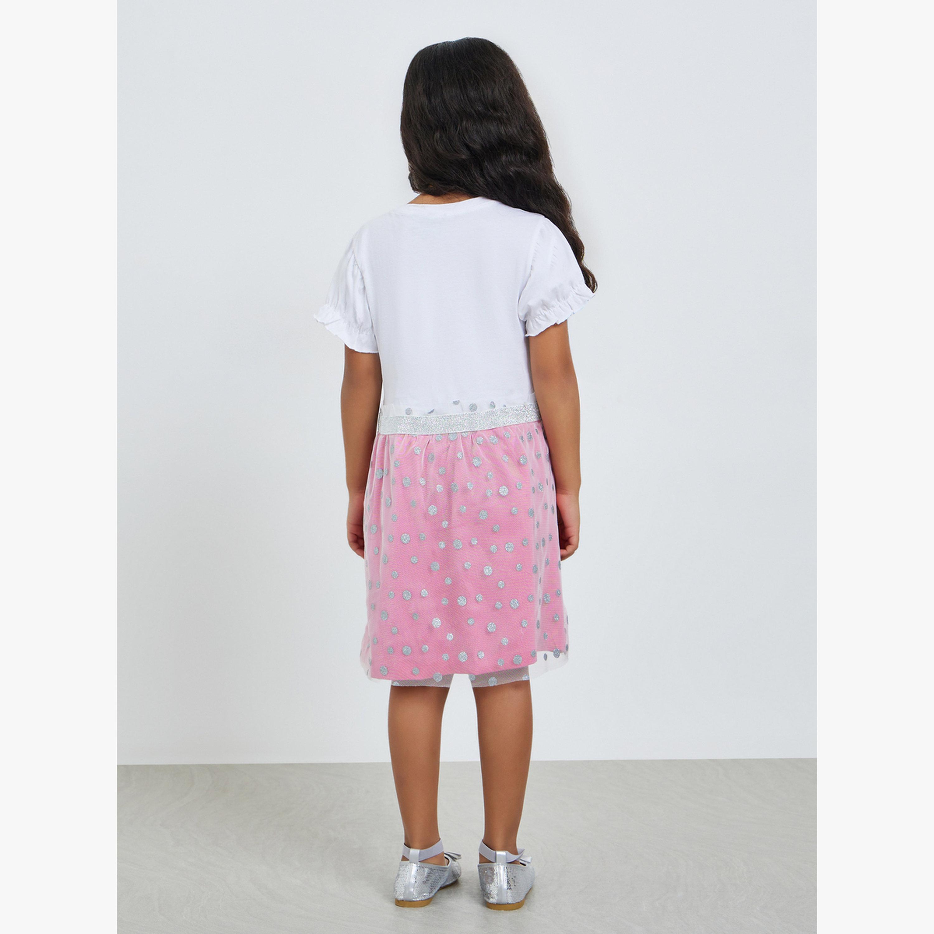 فستان بطبعة ميني ماوس للفتيات لون وردي-girls-clothing-dressesandjumpsuits-image-3