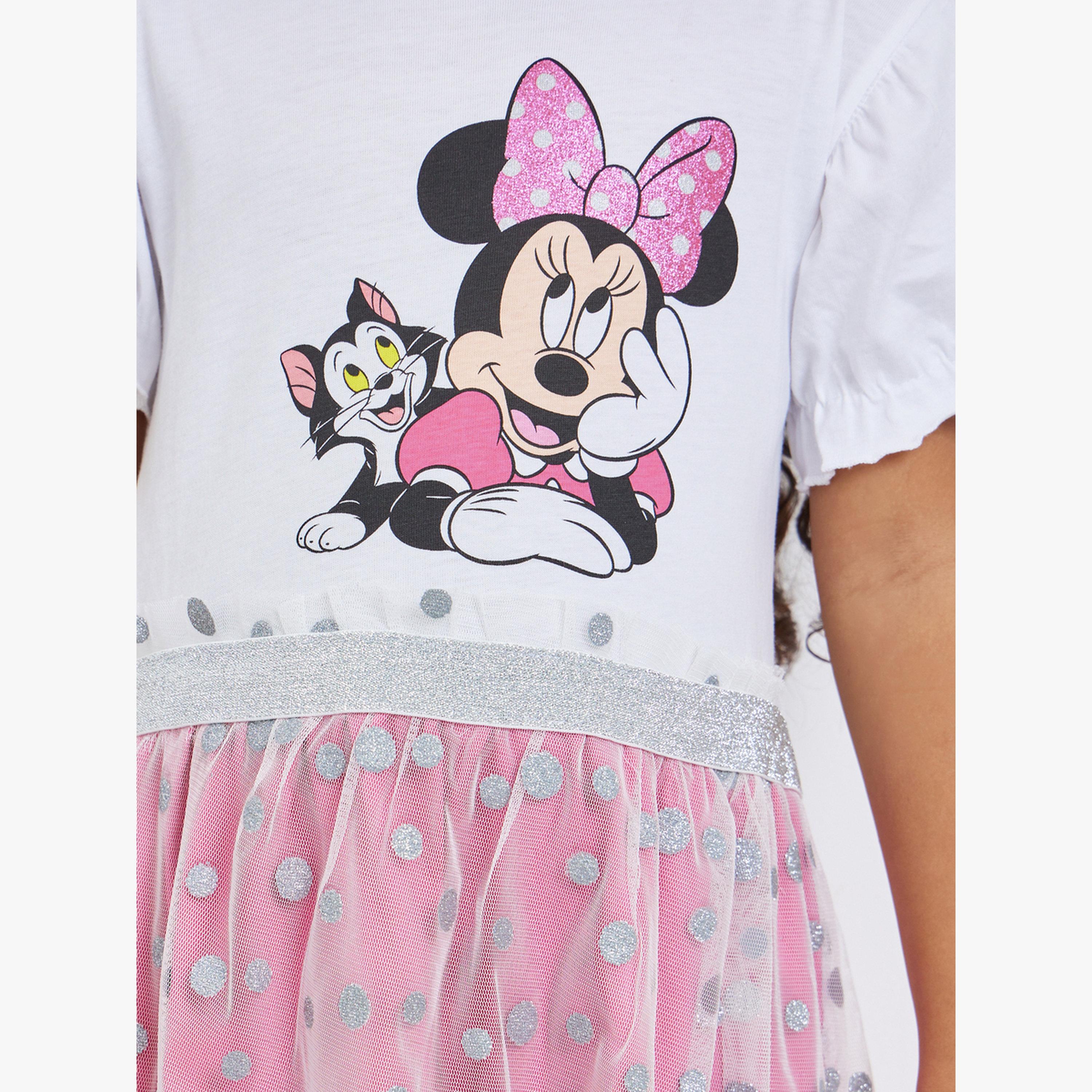 فستان بطبعة ميني ماوس للفتيات لون وردي-girls-clothing-dressesandjumpsuits-image-4