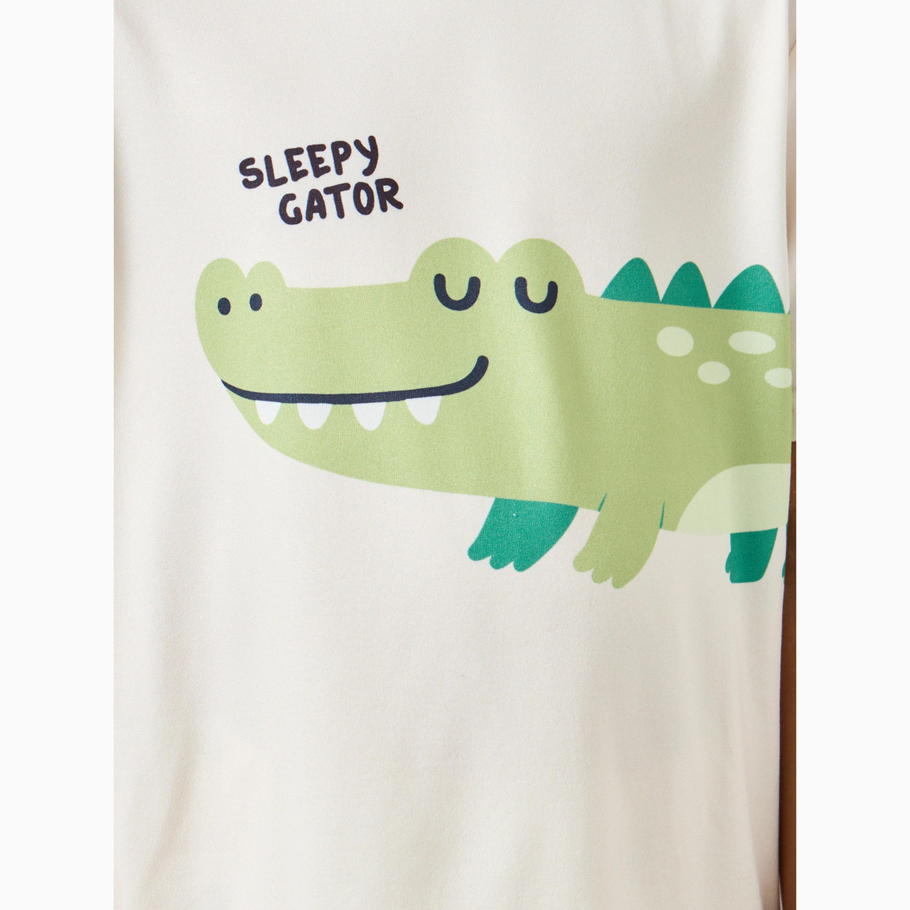 Styli Boys Graphic Print Short Sleeve T-Shirt with Pyjama Set-boys-clothing-nightwear-image-4