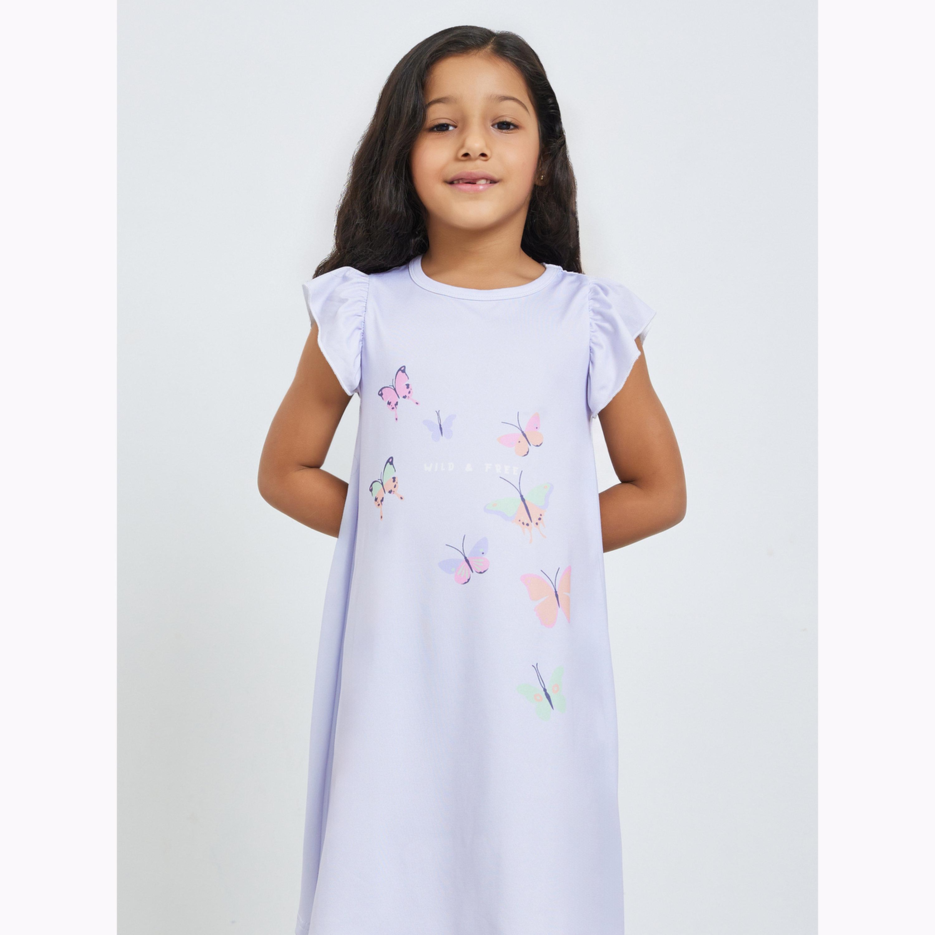 طقم من 2 قميص نوم بطبعات فراشة للبنات-girls-clothing-nightwear-image-3