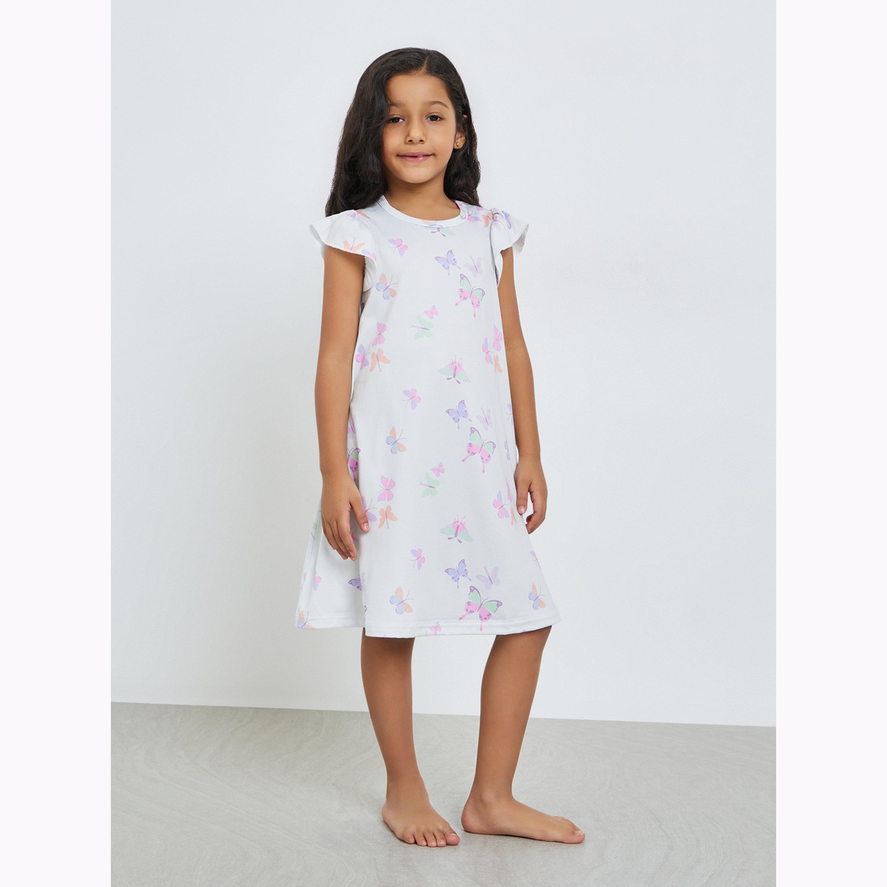 طقم من 2 قميص نوم بطبعات فراشة للبنات-girls-clothing-nightwear-image-4