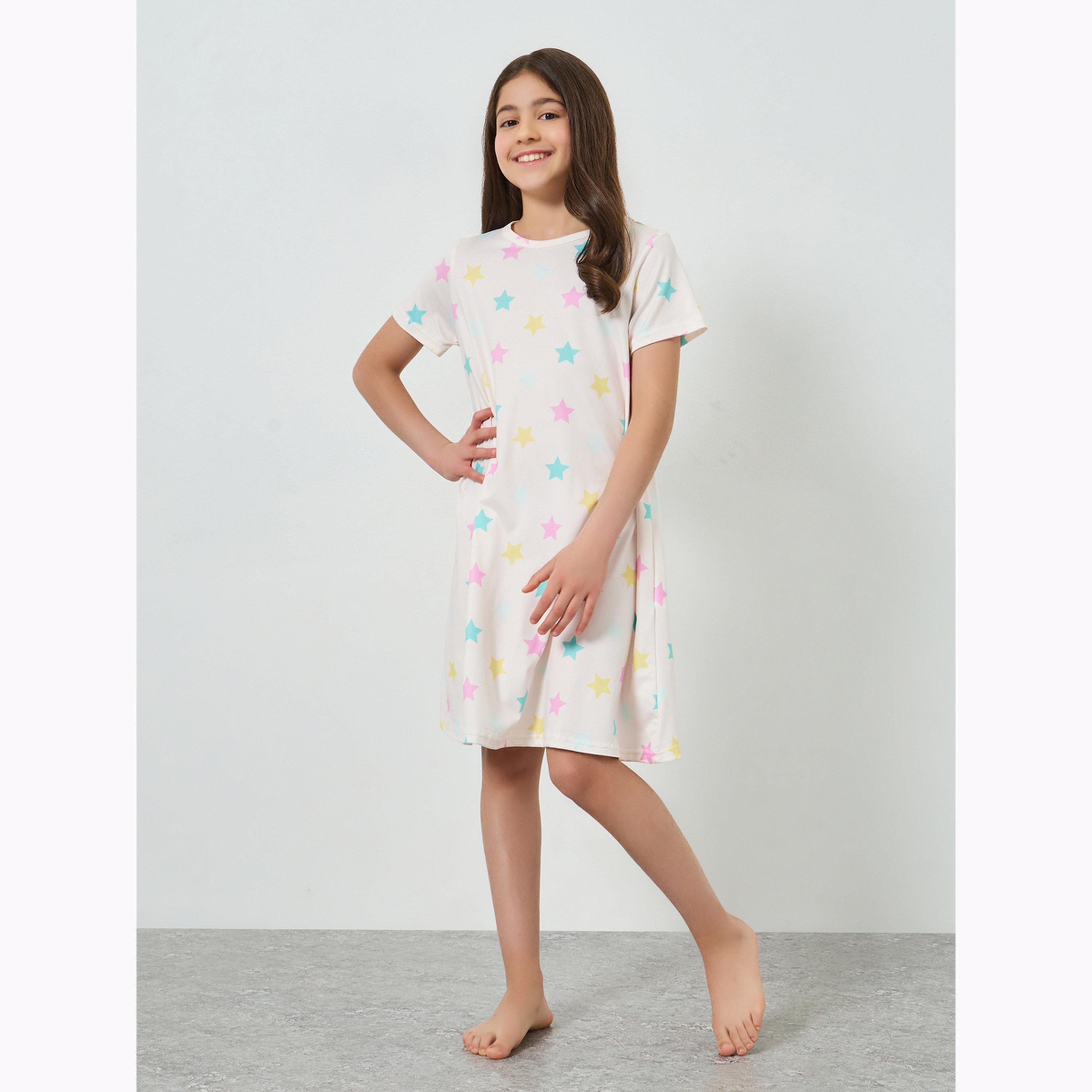 طقم من 2 قميص نوم بطبعات للبنات-girls-clothing-nightwear-image-4