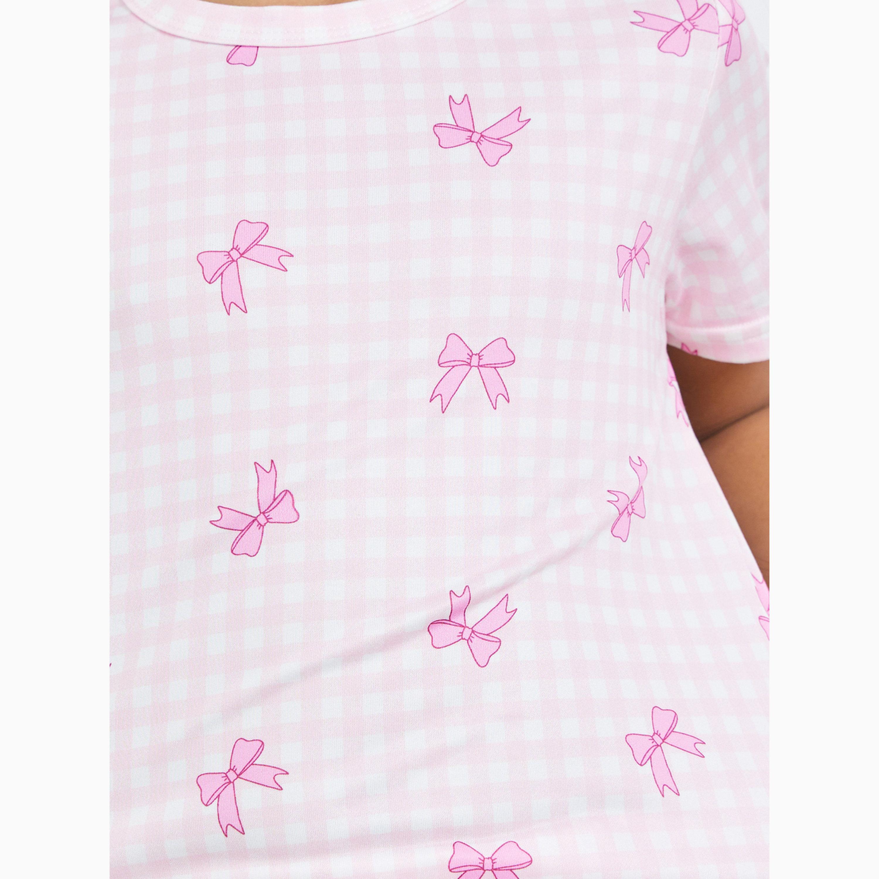طقم بيجاما من بنطال وبلوزة مطبعة بالكامل بنمط فيونكة للفتيات-girls-clothing-nightwear-image-3