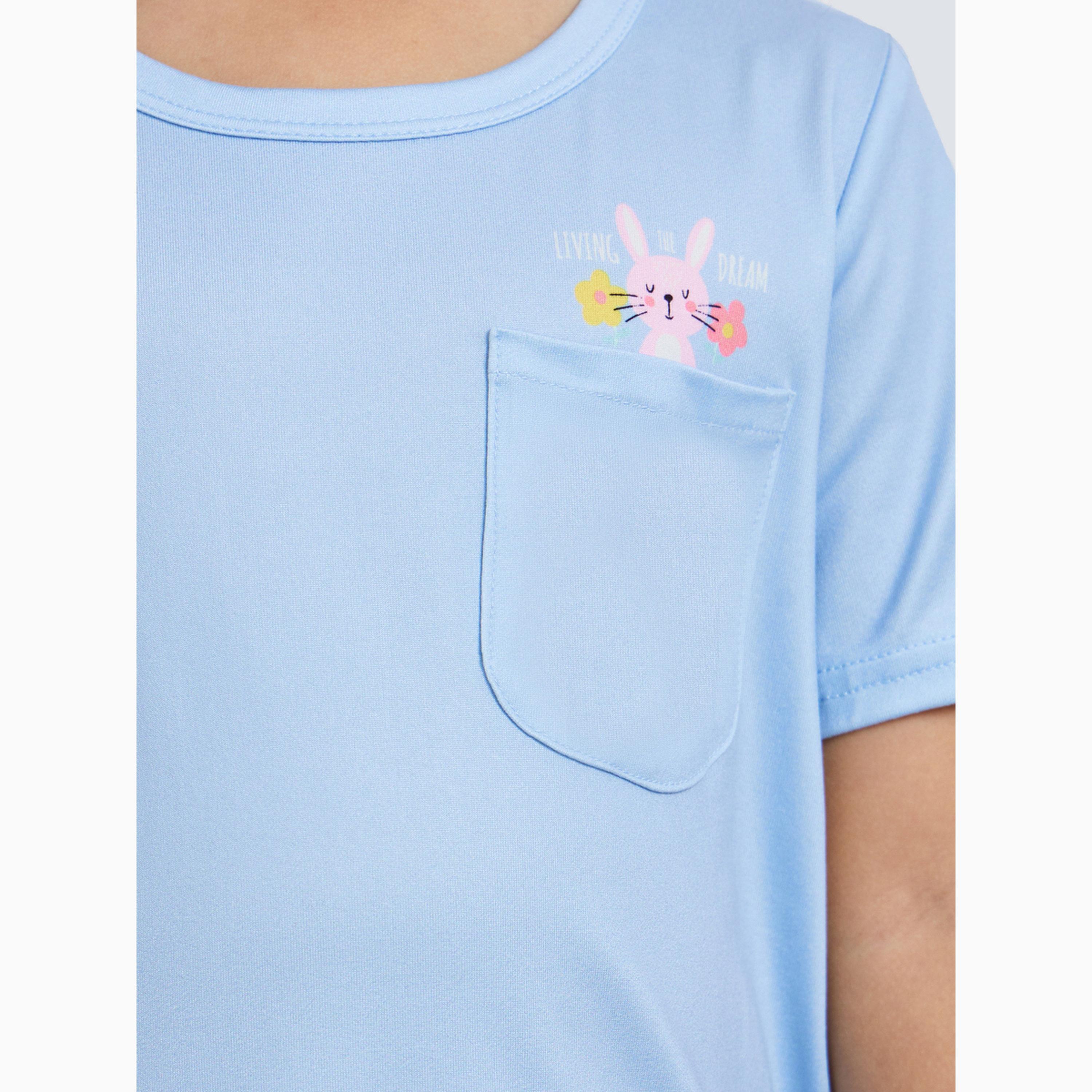 مجموعة من تيشيرت وشورت بطبعة أزهار-girls-clothing-nightwear-image-3