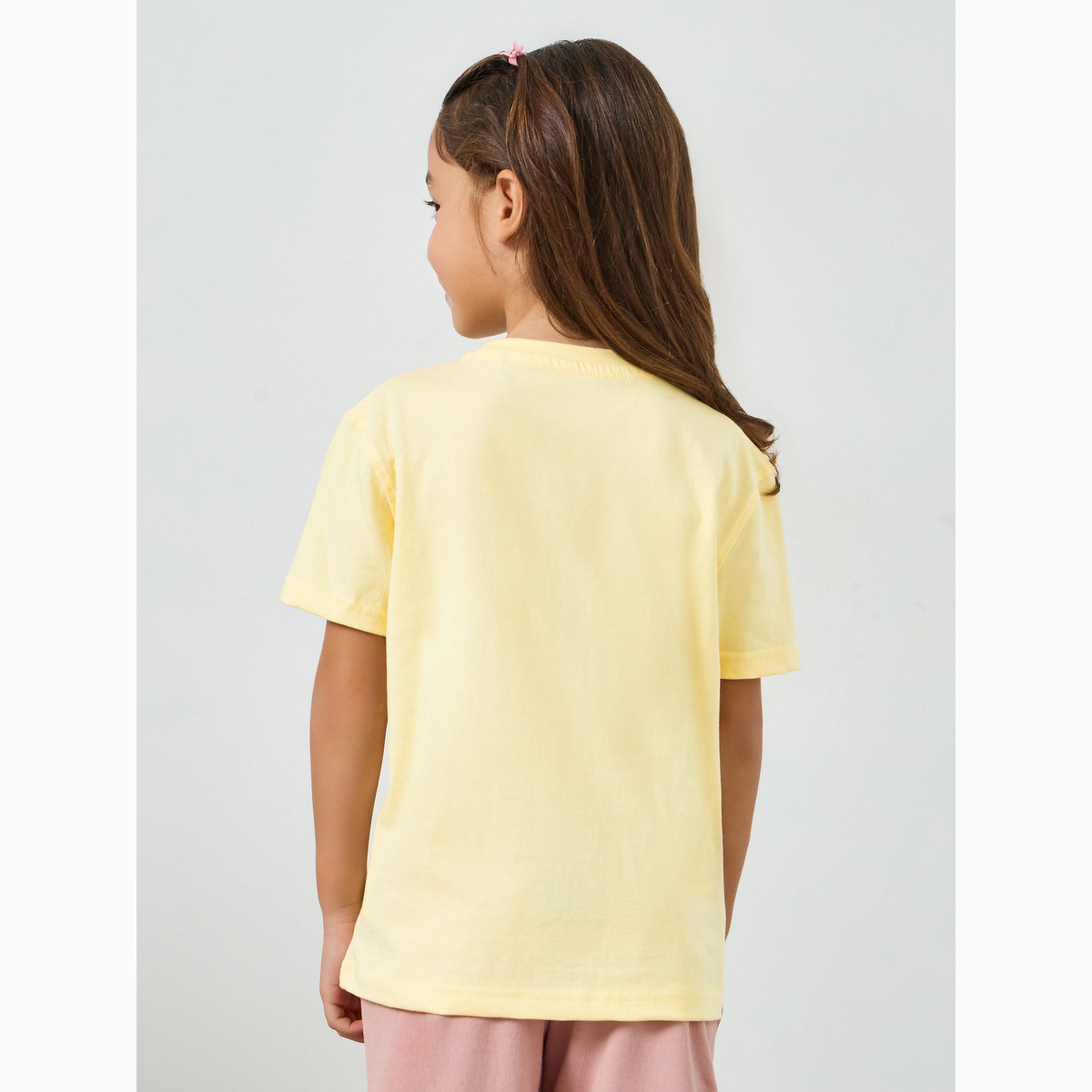 Styli Girls Slogan Print Dropped Shoulder Cotton T-Shirt-girls-clothing-tshirts-image-4