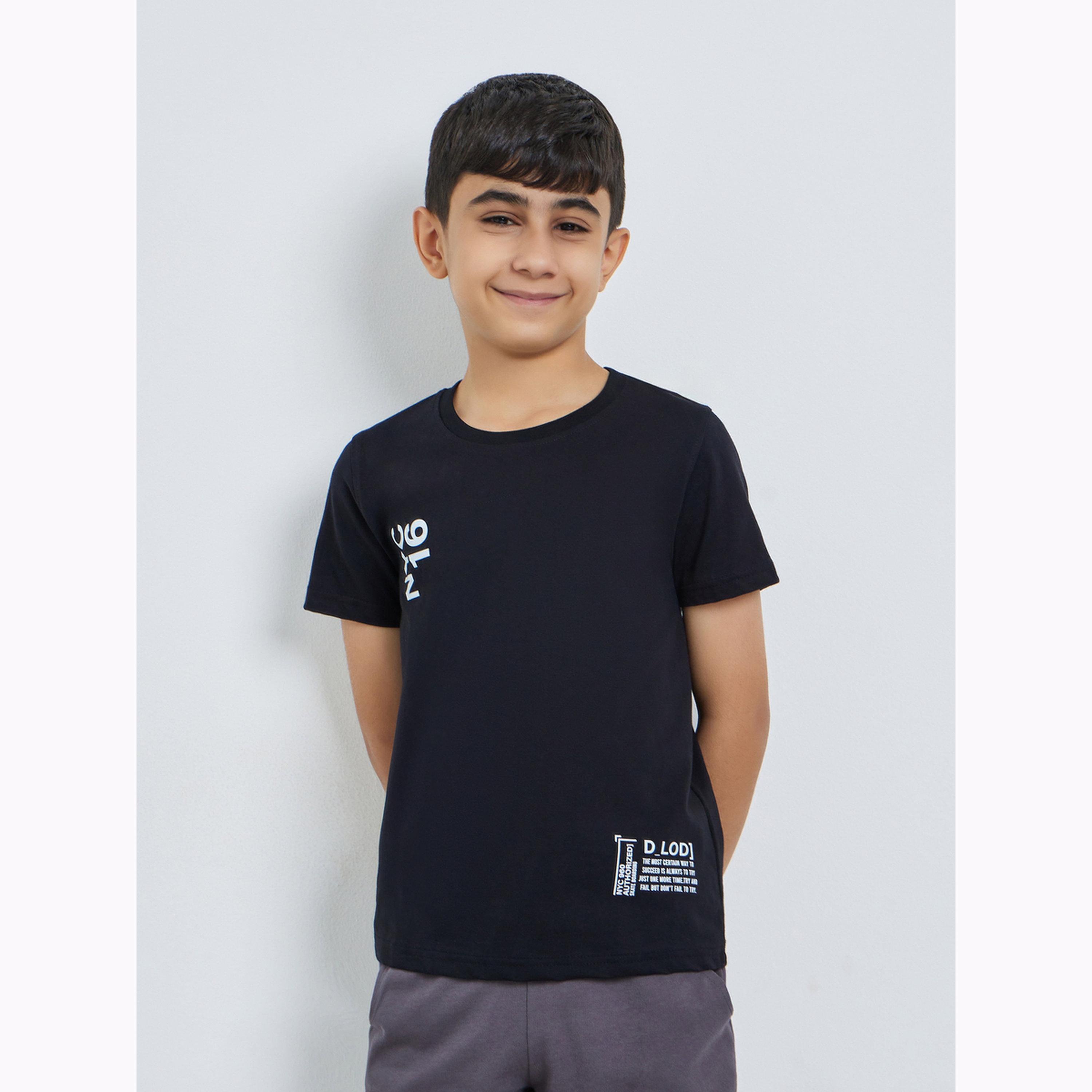 تيشيرت قطن بأكمام قصيرة وطبعة جرافيك للأولاد-boys-clothing-tshirtsandpolos-image-1
